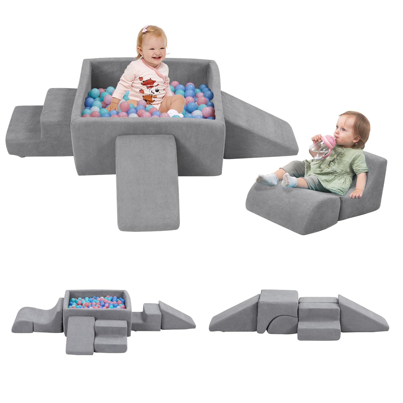 Baby Climbing Blocks With Ball Pit 6pcs Foam Climbing Toys