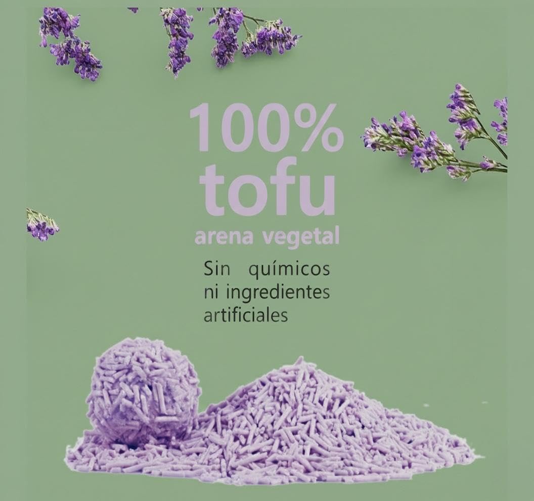 EcoSand Arena para Gatos de Tofu – Súper Premium, Suave y Aglutinante, Ecológica y Biodegradable, Control de Olores, Aroma Lavanda – 24L Pack de 4