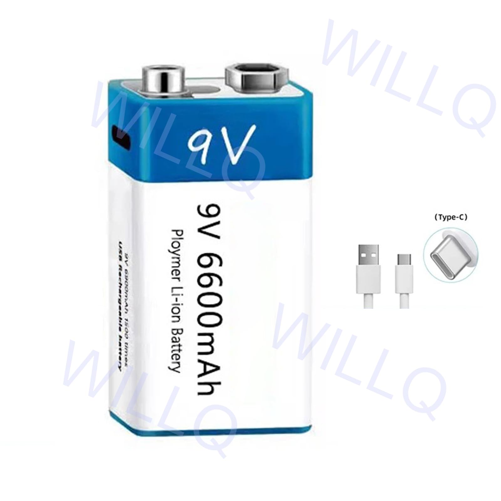 Batería de Iones de Litio Recargable por USB de 9 V, Tipo Cuadrado, batería de Litio de 9 voltios, batería de Repuesto de 6600 mAh y 6800 mAh, 2 Paquetes/3 Paquetes,9v6600mah 3pcs