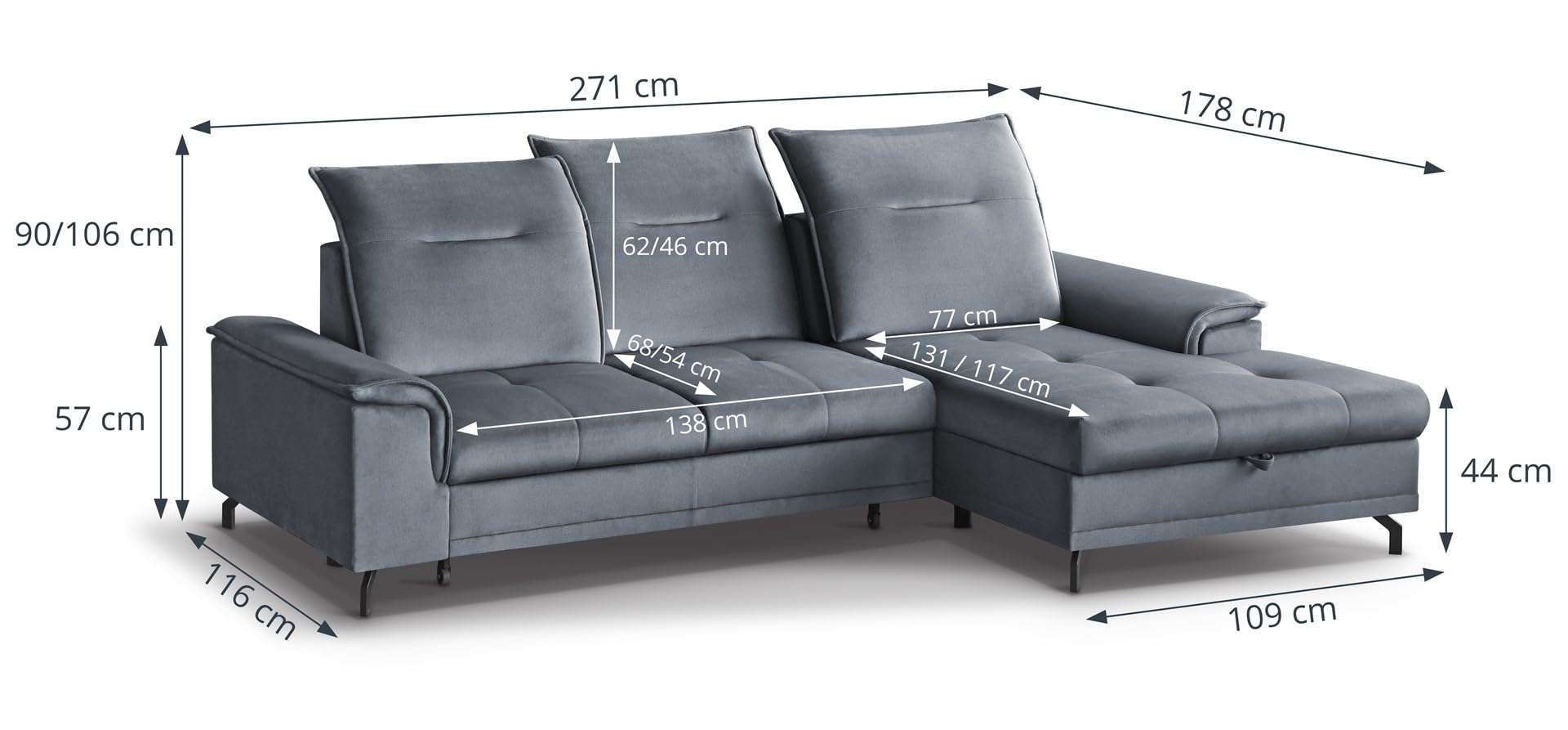 Ecksofa Bruno MINI - Wohnlandschaft Polstersofa Polstercouch RECHTE Seite (Olive - Element 11)
