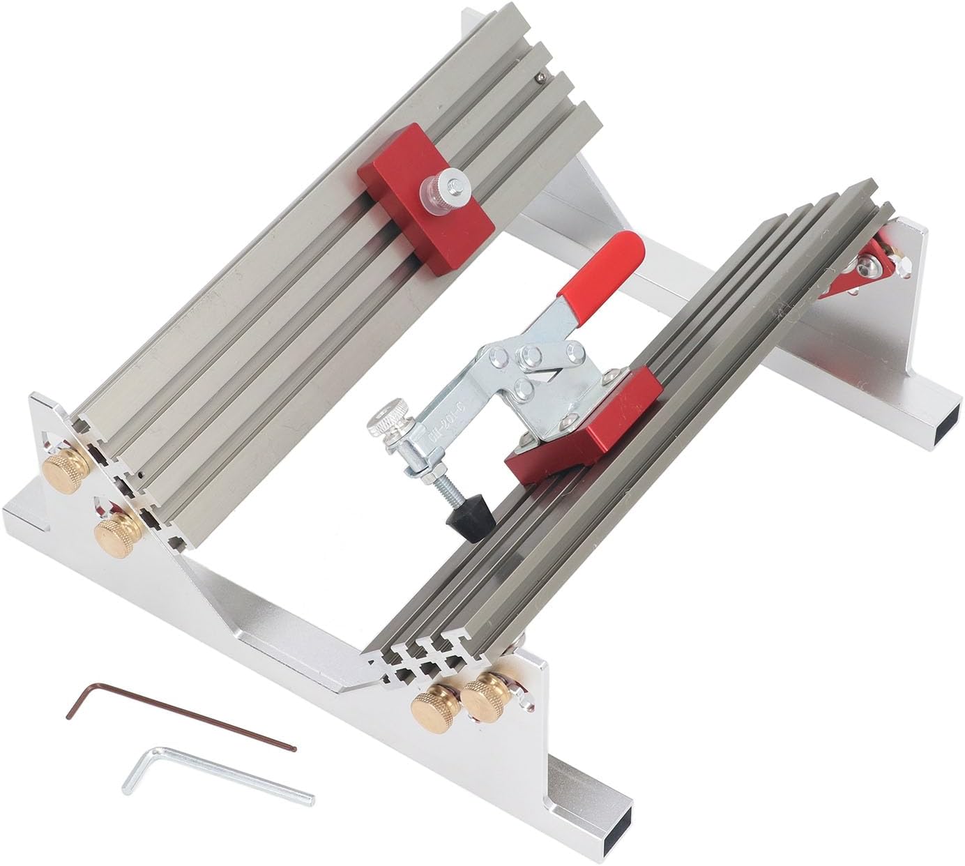 Aluminum Alloy Drawer Clamp Locator for Milling Table Saw, 2 Settings, Wide Range of Applications, Includes Rails, Support Brackets, Clamp, Slider
