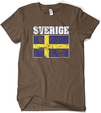 Cybertela Mens Faded Distressed Sverige Flag Sweden T-Shirt
