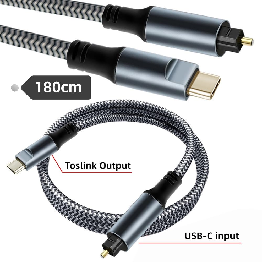 xiwai USB-C auf SPDIF Toslink Optisches Audiokabel Opt-Stecker Typ-C auf Digital Fiber Optic Sound Interface Stecker Adapterkabel für Desktop-Laptop 180 cm