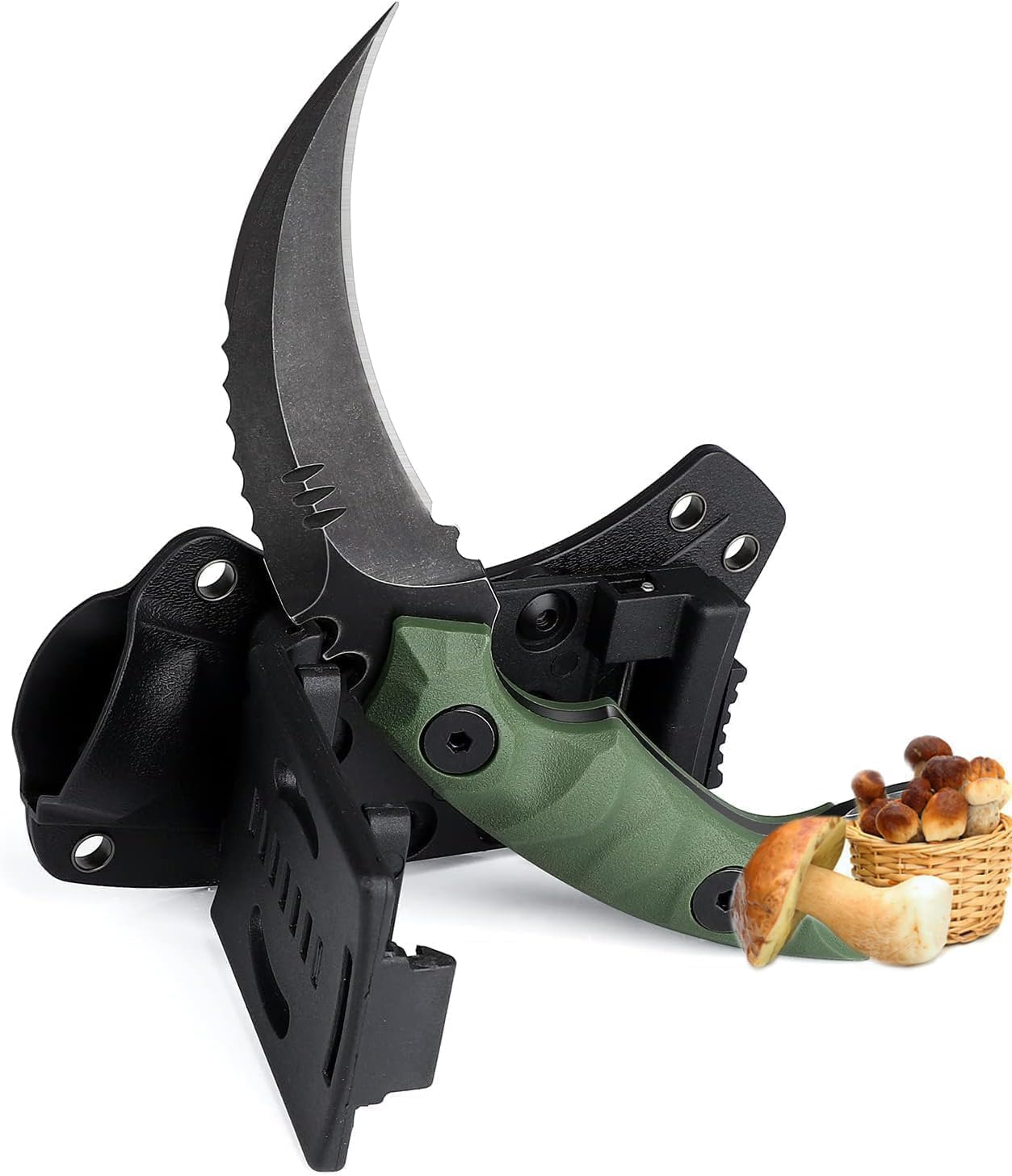 Survival Messer - Feststehende Klinge Bushcraft Messer Mit FRN G10 Griff Full Tang - Outdoor Messer Mit Kydexscheide - Scharfes D2 Stahl Camping Geschenk für Männer