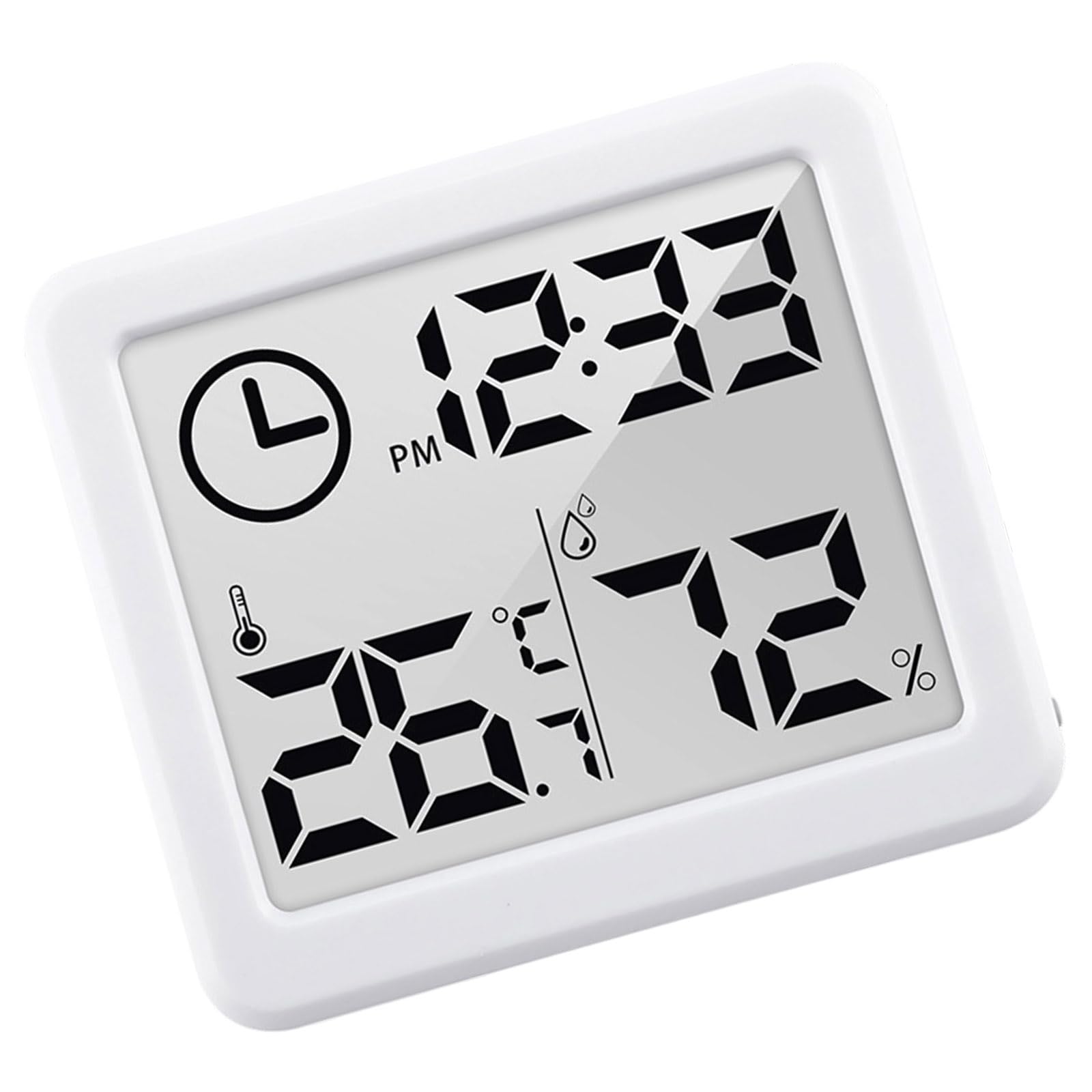 Tsophreniq White Digital Hygrometer Clock With Large Display Temperature Humidity Monitor For Home Indoor Temperature Humidity Monitor