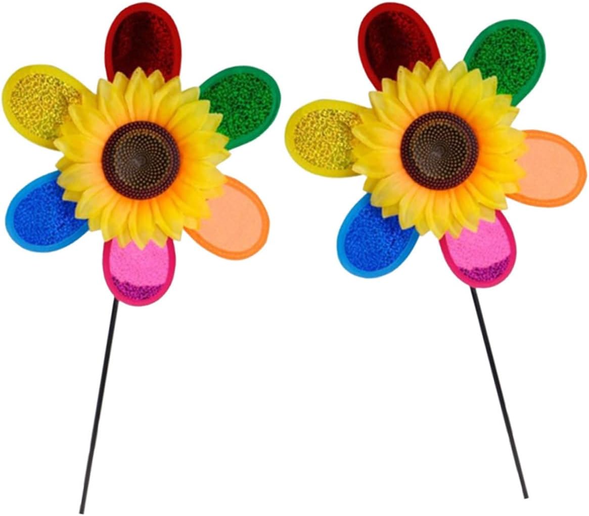 HEMOTON 1 Set of Garden Windmill Garden Decoration for Outdoor Patriotic Wind Turbines Windmill Windmill Wind Wheels for Garden Garden Decorations Colourful Windmill Plastic Pack of 2