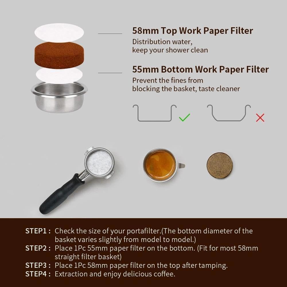 watchget 1000Pcs Espresso Paper Filters Fits 58mm Portafilter Baskets, 58mm