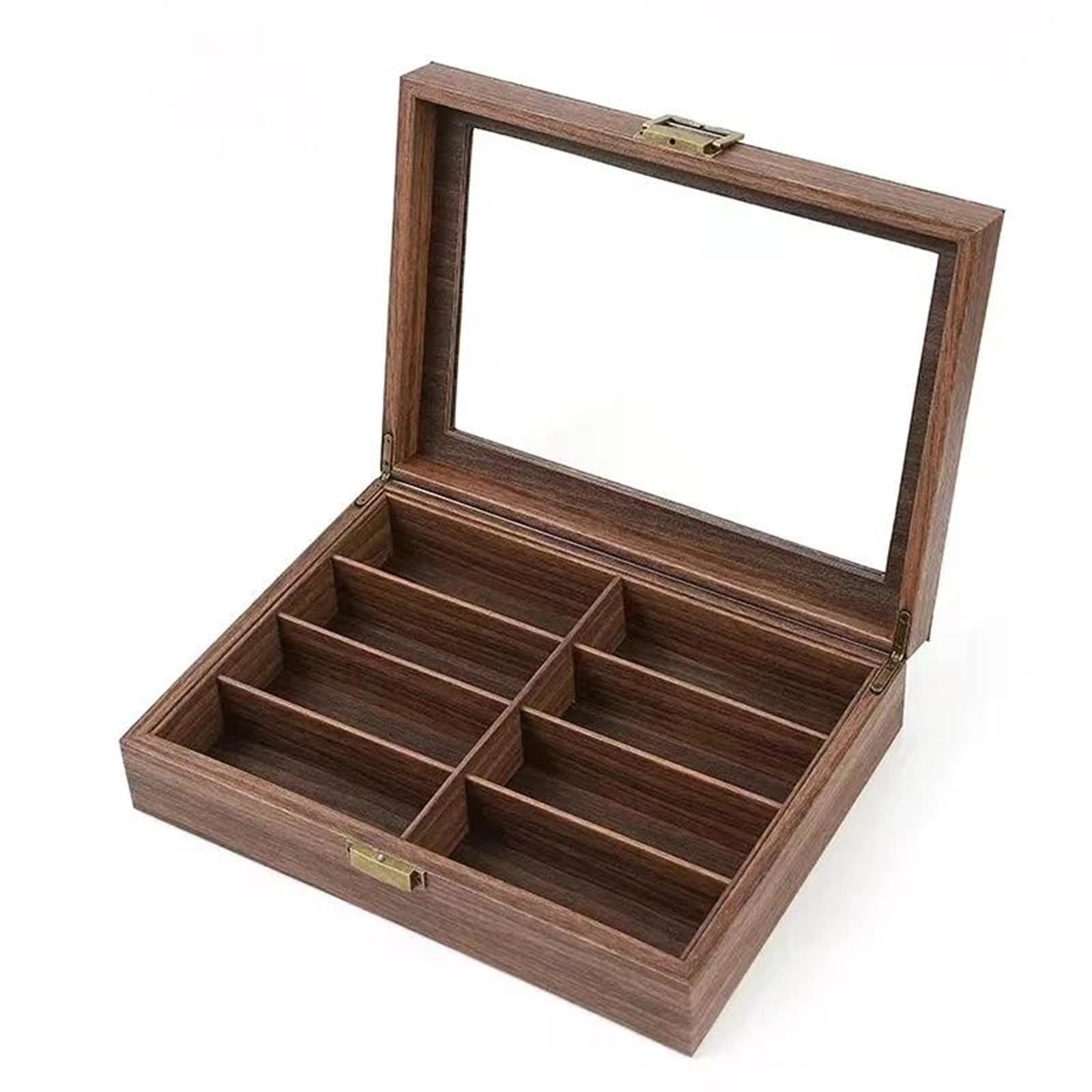 Schmuckaufbewahrung Schmuck Sonnenbrillen Brillen Brillen Vitrine Halter Organizer Geschenkbox 8 Gitter Vintage Holz Brillen Aufbewahrungsbox Holz Schmuckbox Schmuckkästchen Klein