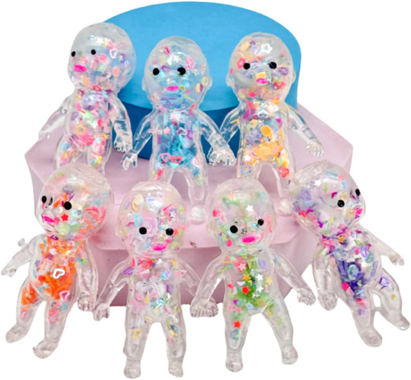 6 Pack Fidget Stress Balls for Adults, Cute Baby Stress Relief Stress Ball, Bulk Squishy Squeeze Ball Set Sensory Squeeze Toy Birthday Party Favor Gifts (Random Color)