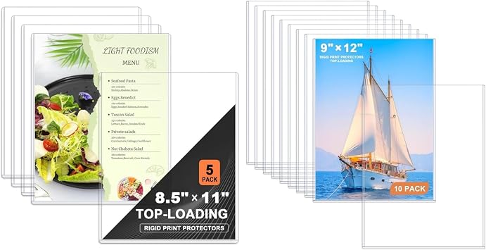 Ndsox 5 Packs 8.5" x 11" Rigid Print Protectors Bundle | 10 Packs 9" x 12" Rigid Print Protectors