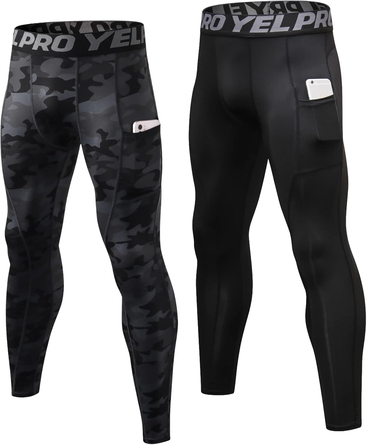 SPVISE 2 or 3 Pack Compression Pants Men Running Leggings Workout Base Layer Athletic Tights with Pockets for Gym Basketball