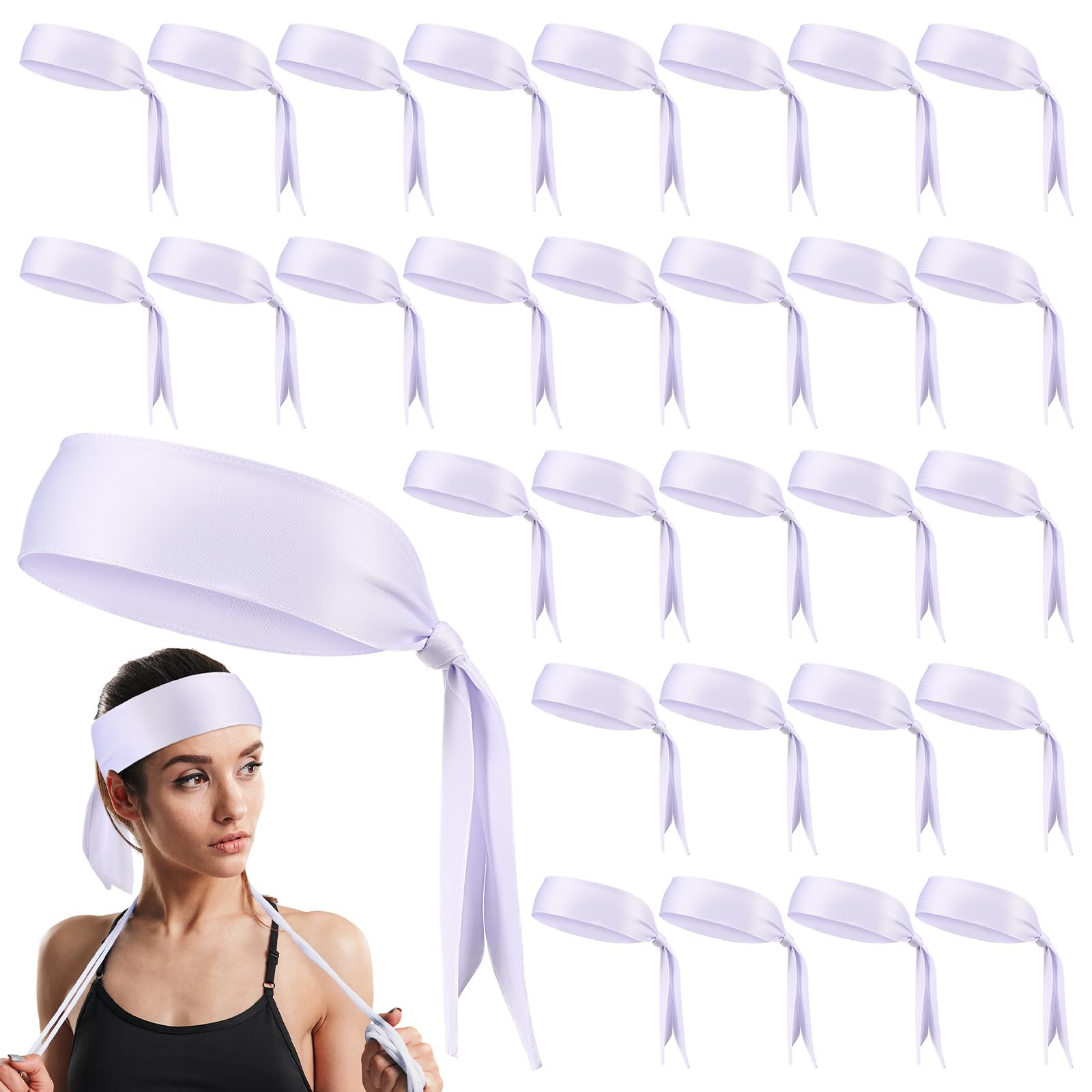 Hiboom Confezione da 30 fasce per capelli regolabili, per sport, tennis, tennis, ninja, karate, atletica, per donne e uomini, basket, calcio, corsa, yoga