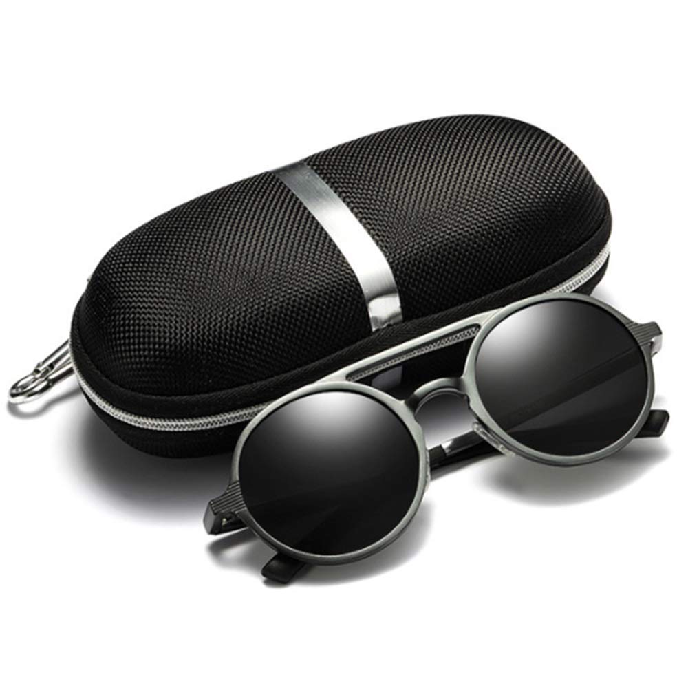 Gafas de Sol Marco de gafas sol polarizadas retro redondo los hombres aluminio y magnesio Gafas conducción para Uso en Exteriores