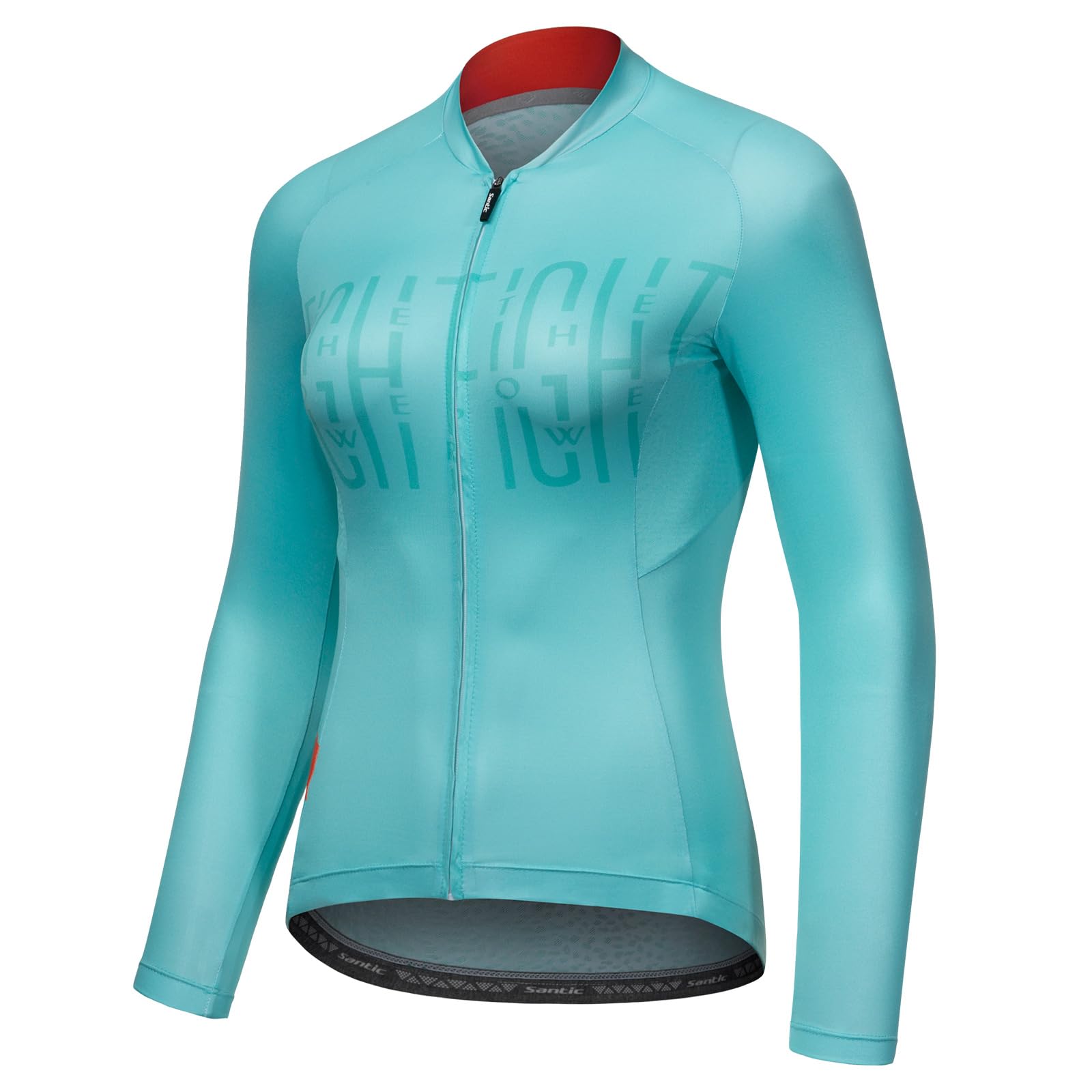 Santic Damen Radtrikot Langarm Top Rennrad Shirt Full Zipper UPF 50+ MTB Jersey mit Taschen