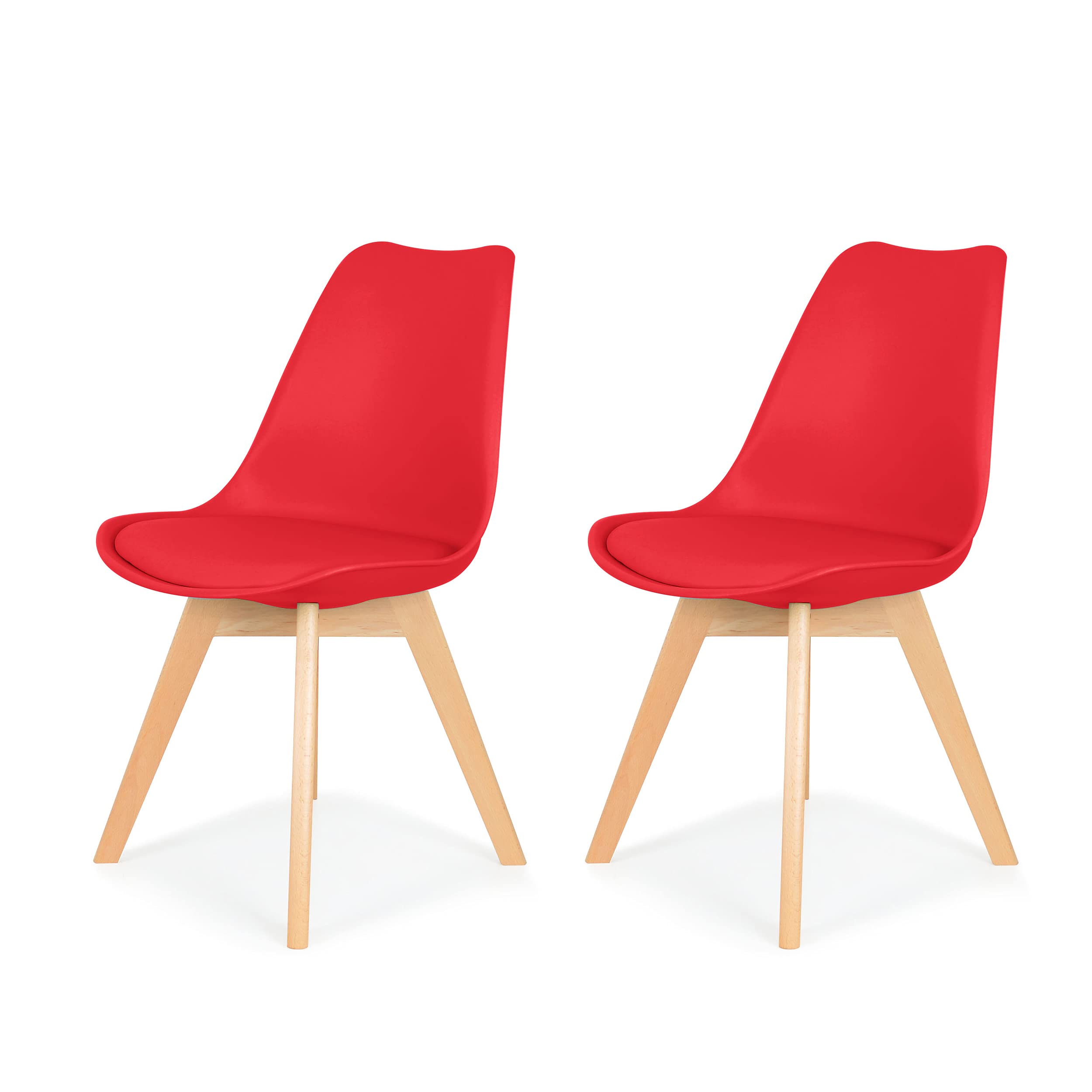 IHANA Dining Chair with Cushioned Pad Seat & Solid Beech Wood Legs for Mid Century Modern Dining Room Living Room Bedroom Kitchen & Lounge