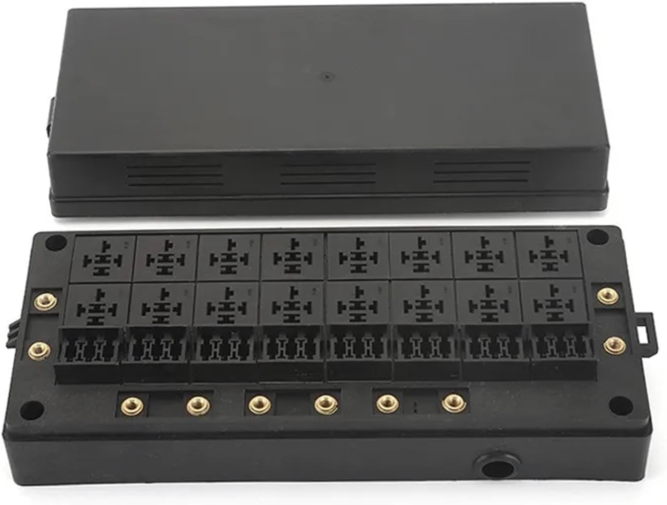 12V 24 Way Auto Waterproof Fuse Relay Box Block 16Pcs Relay Holder 24Pcs ATC/ATO Fuse Holder Universal Relay Block