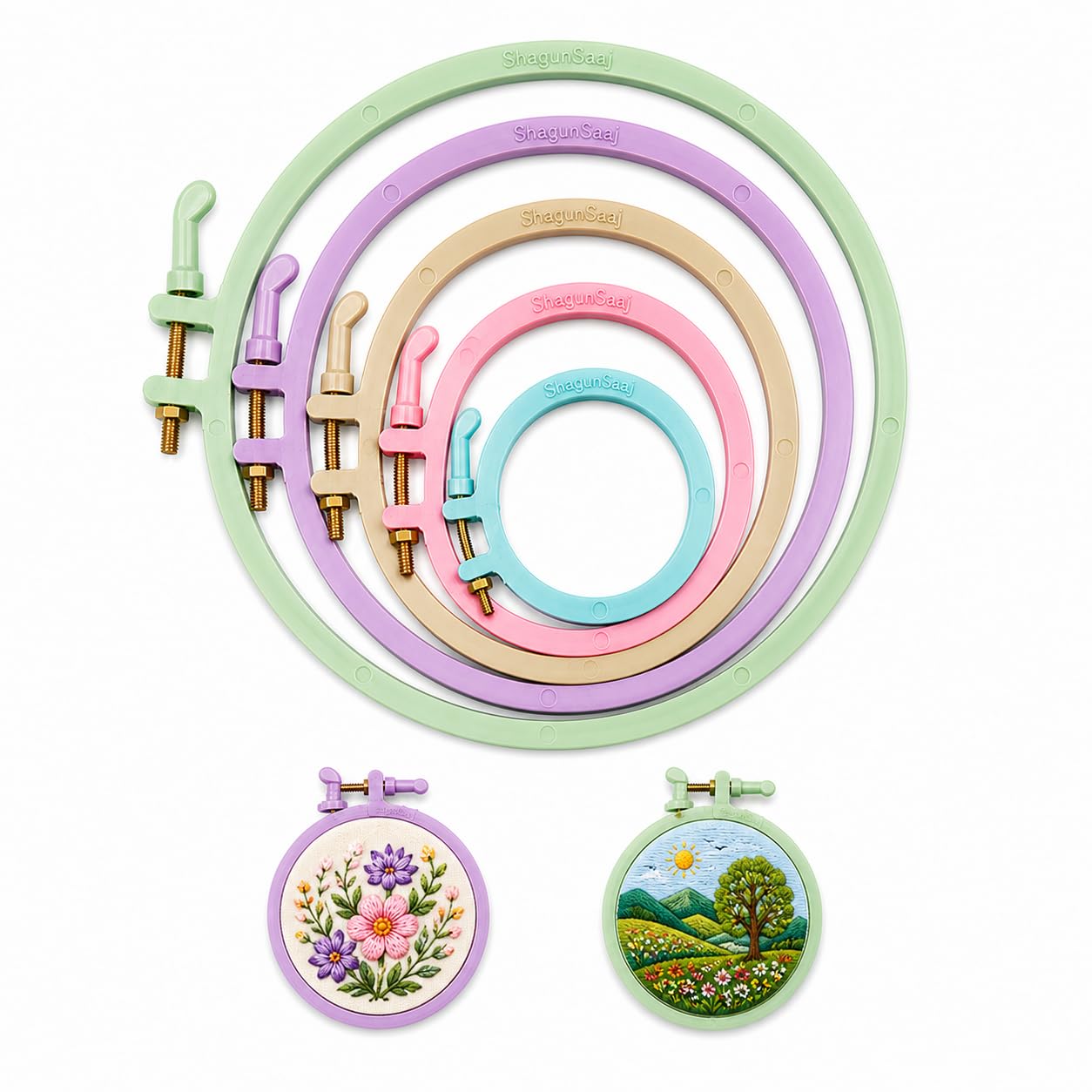 ShagunSaaj Plastic Embroidery Hoop Ring Set for Cross Stitch, Fabric Craft, DIY Needle Embroidery (Combo of 5)-image-35