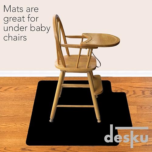 Miniatura 9 de DESKU Tapete para silla de escritorio de oficina con borde, tapete de PVC para protección de suelos duros, negro, 36 x 48 pulgadas, fabricado en los