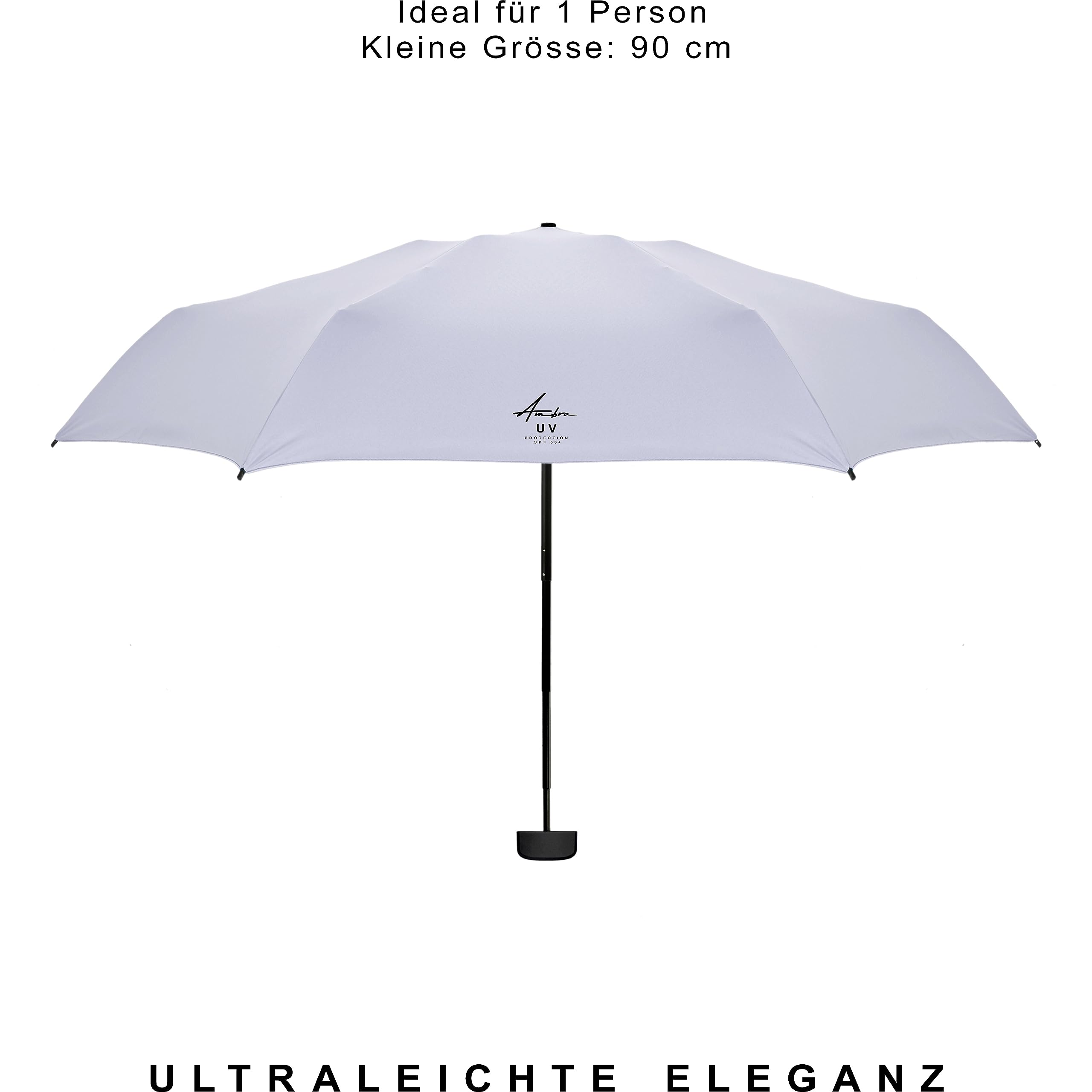 AMBRA Sturmfester Mini Reise-Regenschirm mit UV-Schutz Ergonomischer Griff Korrosionsgeschützt Windkanal-getestet