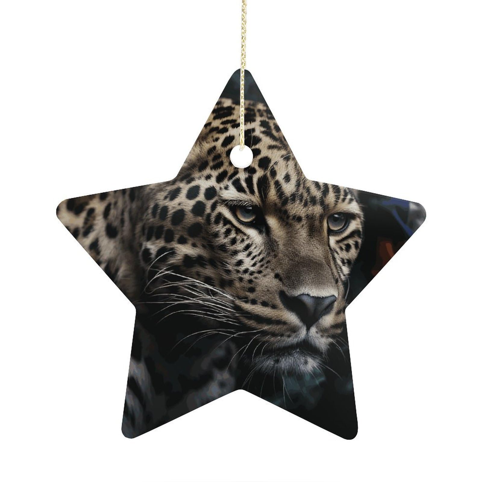 Fodpand Women's Style Flag With Leopard Ornament With String, Keepsake Hanging Decorations,Ceramic Ornaments For Men Indoor Home Holiday Party Gifts