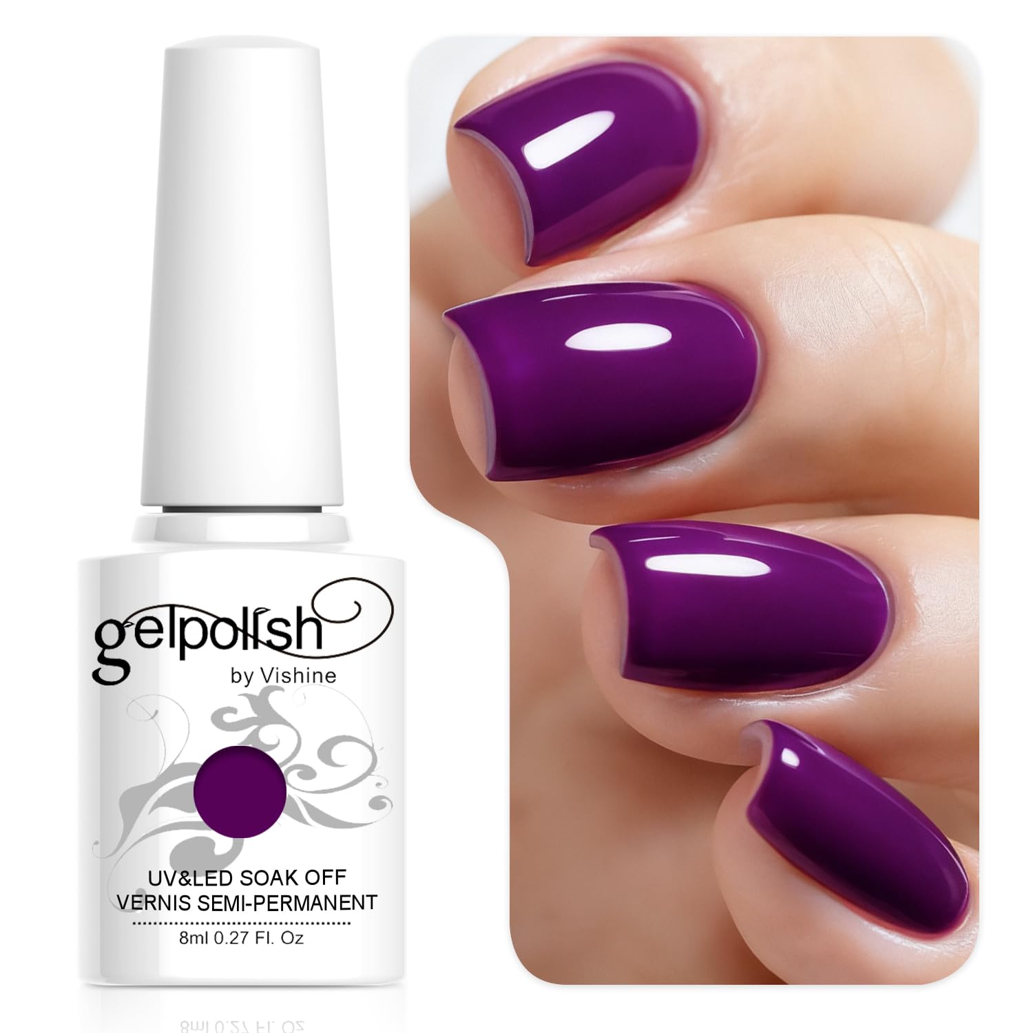 Vishine Esmalte de uñas semi-permanent Soak Off UV LED Gel Polish Nail Gel Manicura, Negro (687) — view 24