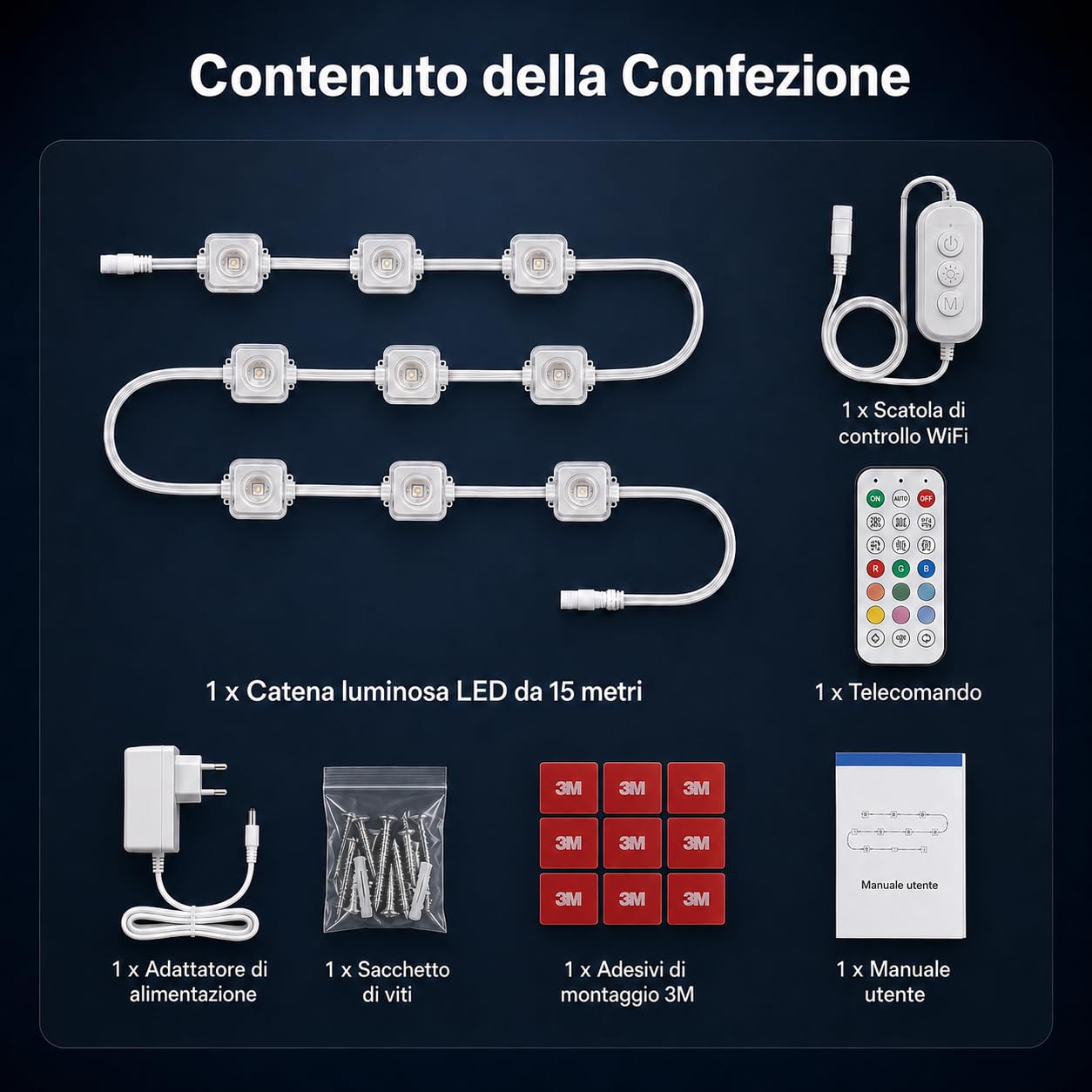 Luci Esterne Permanenti RGBIC - 15 metri con Luce Bianca, App e Telecomando 2.4G, Impermeabili IP67 per Grondaie, Facciate, Pergole e Tettoie, Modalità Musica e Timer