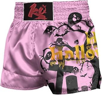Men Happy Halloween Gym Shorts for MMA BJJ Cool Ghost Tree Bat Muay Thai Trunks