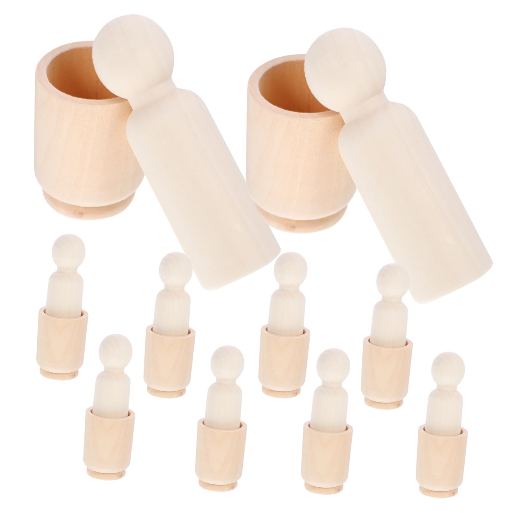 Beaupretty 10 Satz Holzpuppen und Kleiner Holzbecher 90mm Selbstgemacht Bastelset für Kinder Natürliche Holzfigur Bemalbar Kreatives Spielzeug und Dekoration