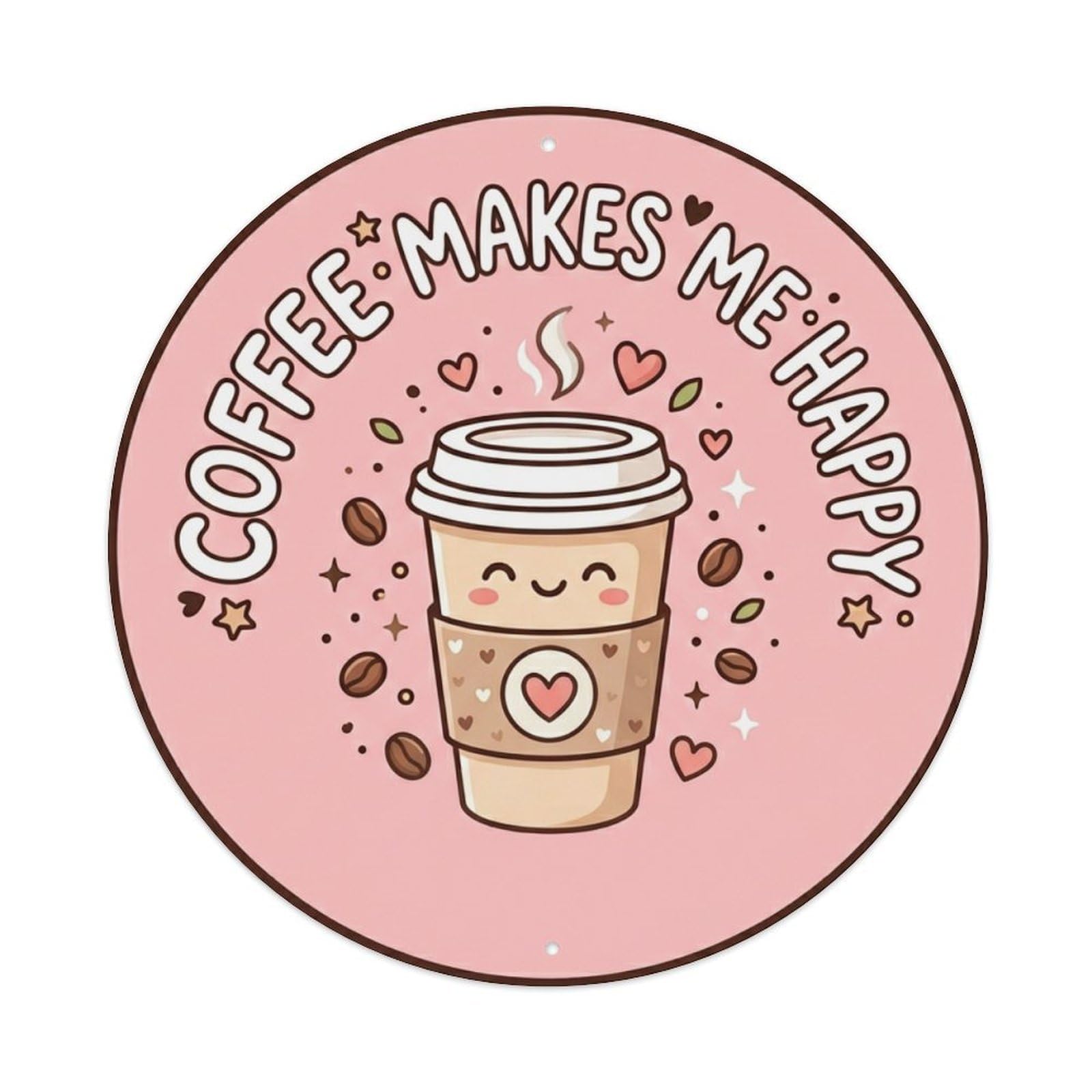 Coffee Makes Me Happy Kitchen Cafe Wall Metal Tin Sign