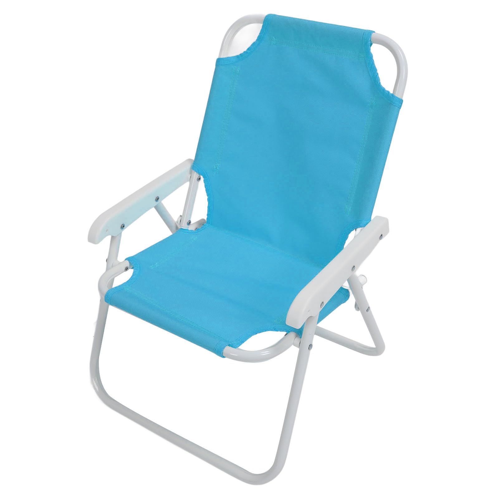 Krzesło Plażowe dla Dzieci, Składane, Przenośne do zajęć na świeżym Powietrzu z Regulowanym Parasolem w Kolorze Niebieskim na Pikniki i Kemping (BLUE)