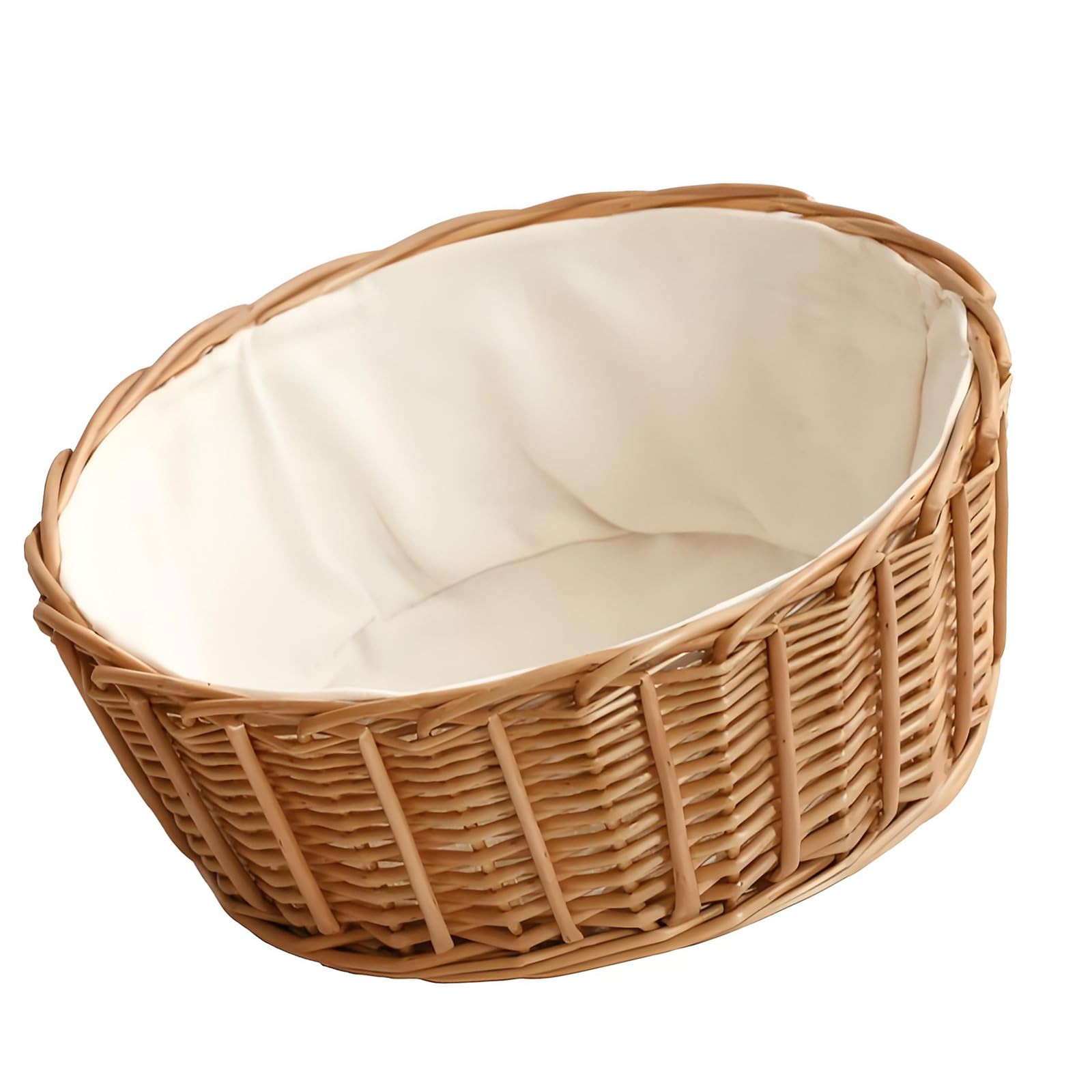 NMFLAB Large Wicker Storage Bin Handcrafted Basket Portable Organiser for Toy Books Clothes and Household Items Household Storage Planner