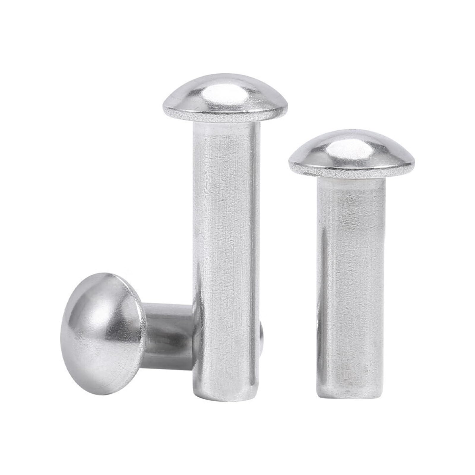 100 Pièces Rivets Massifs M3X45mm, Acier Inox Rivets Solides Tête Bombée