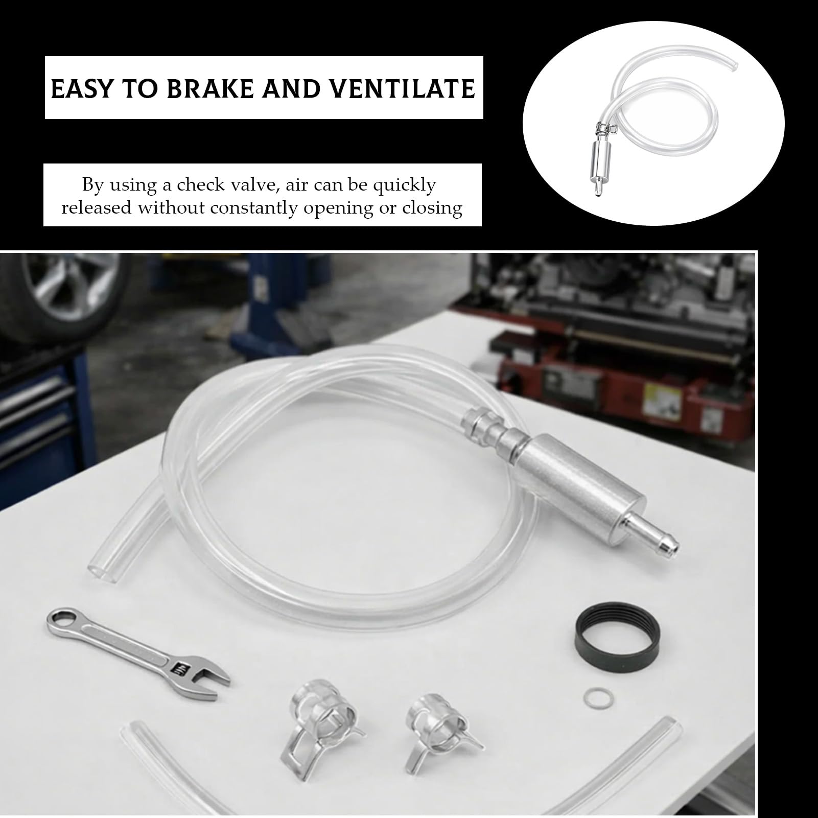 2 Sätze Bremsenentlüftungsgerät & Bremsflüssigkeitswechselgerät, Universelles Werkzeugkit Mit Rückschlagventil, Schläuchen & Klemmen, Schnell Bremsflüssigkeit Wechseln Für Auto & Motorrad - 5