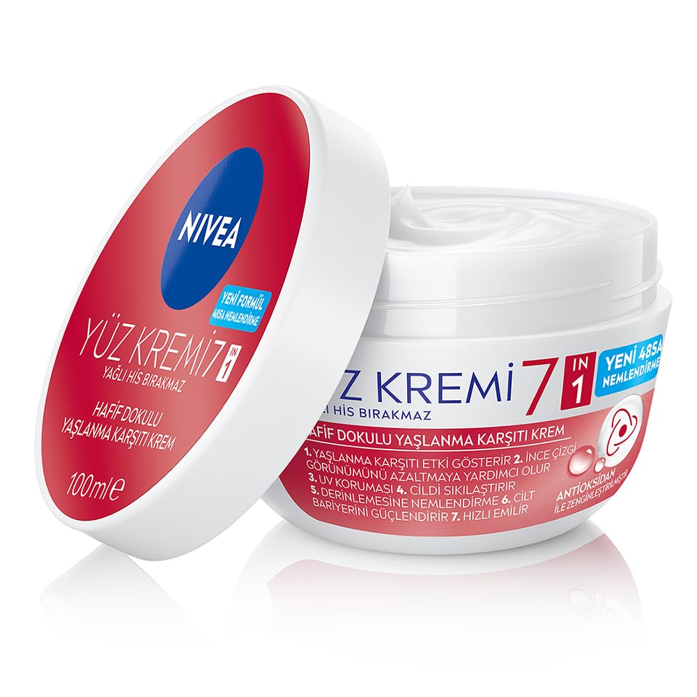 NIVEA Yaşlanma Karşıtı Yüz Kremi 100 ml, 24 Saat Nemlendirici Yüz Kremi, UV Koruması