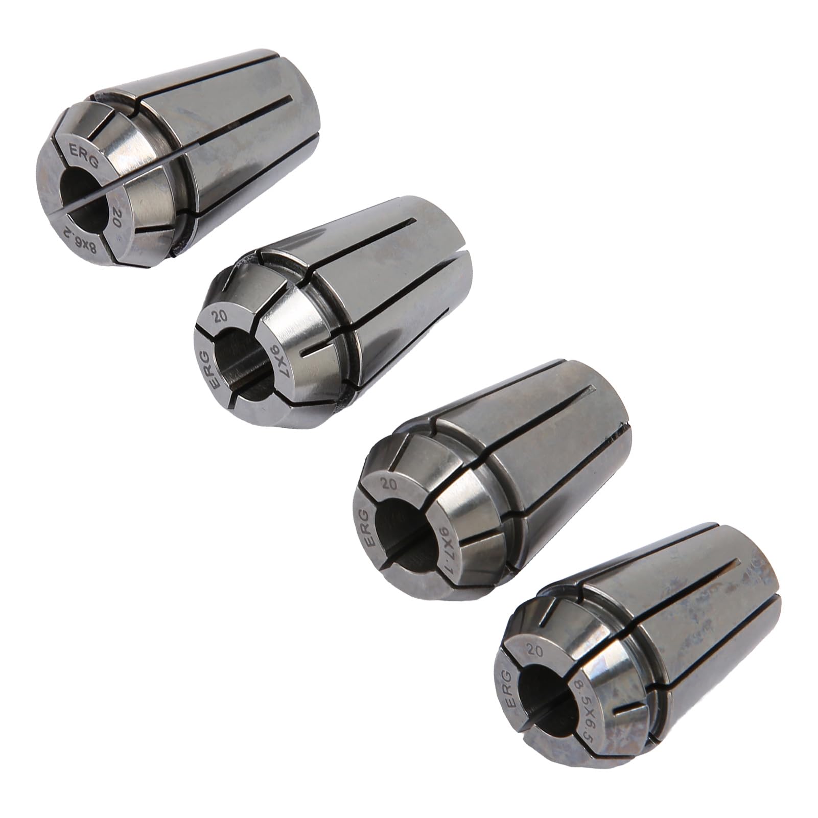FTVOGUE Juego de Pinzas ERG20, Mandril de Pinza con Resorte de Acero con Alto Contenido de Carbono, 4 Piezas para Torno CNC y Fresadora, Sujeción de 4 Mordazas, Tamaños, para Grabado y Sujeción de
