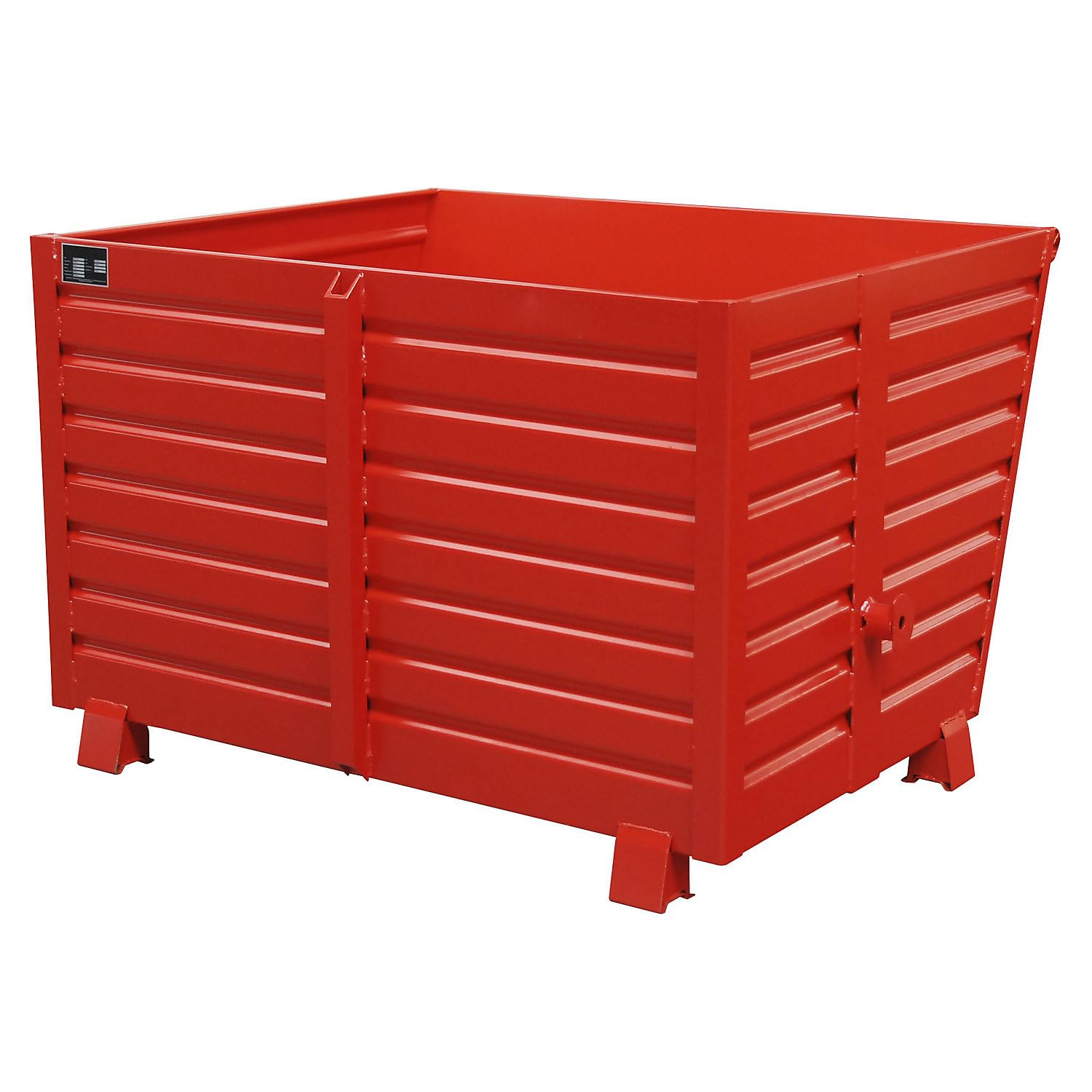 Wywrotka 1,50 m2, szer. x gł. x wys. 1200 x 1500 x 1000 mm, obciążenie 2000 kg, 3-krotnie można układać w stos, RAL 3000 ognioczerwony,