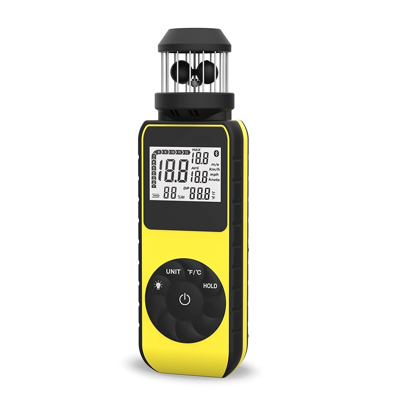 Anemometr/ręczny Anemometr, Obrót O 360° Do Pomiaru Prędkości Wiatru, Kierunku, Temperatury, Z Podświetleniem LCD Precyzyjny Pomiar