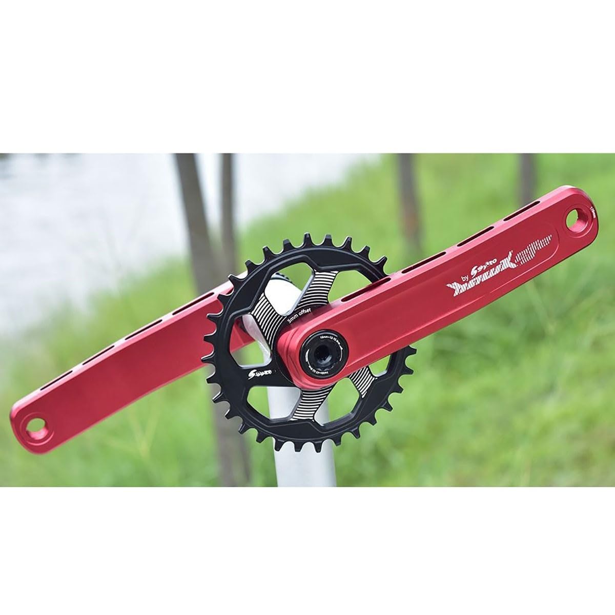 170 Mm Guarnitura Integrato Cavo MTB 30T/32T/34T/36T/38T Ingranaggio Singolo Lega di Alluminio Set di Pedivelle Bicicletta da Montagna con BB per 8-12 velocità(Red,30T)