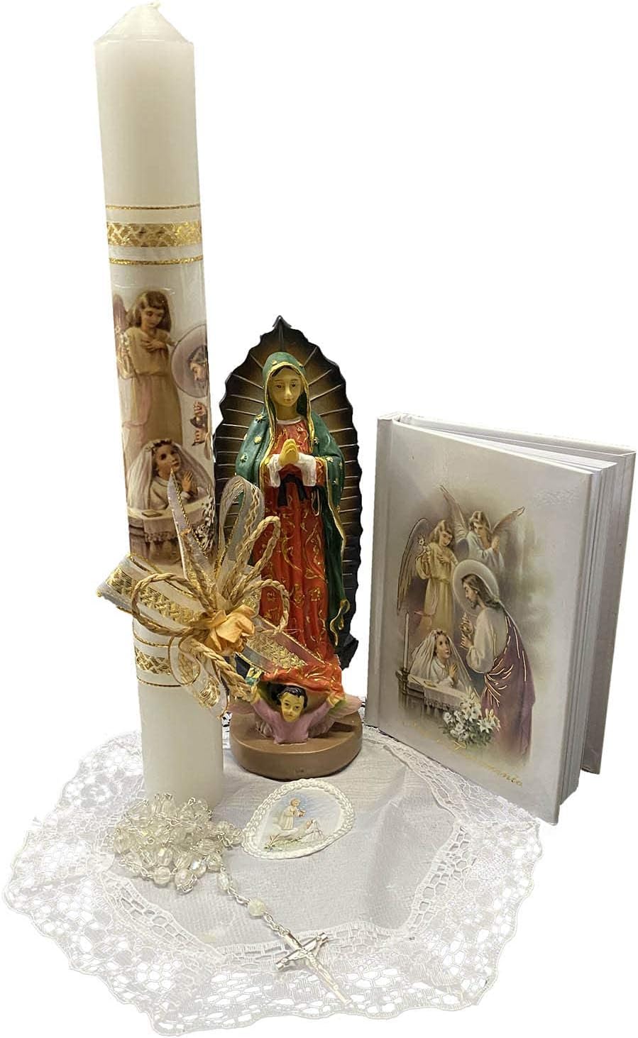 Lito First Communion Candle Set for Boys White Candle Set