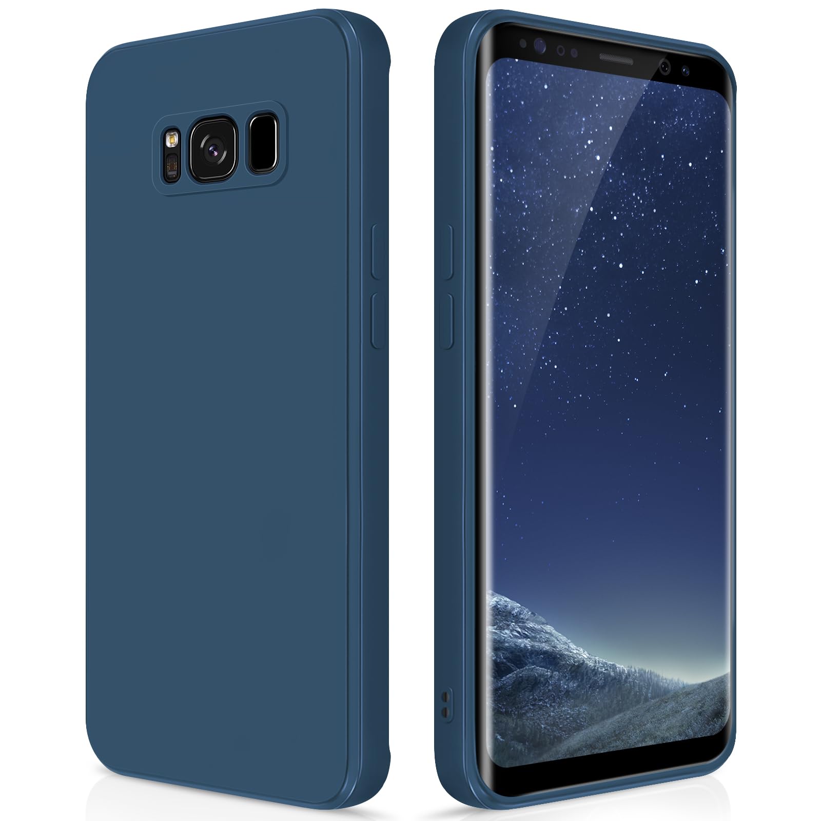 GiiYoon Case Compatible with Samsung Galaxy S8, Silky-Soft Touch Full-Body Protective Phone Silicone Case, Shockproof Cover with Microfiber Lining, Blue