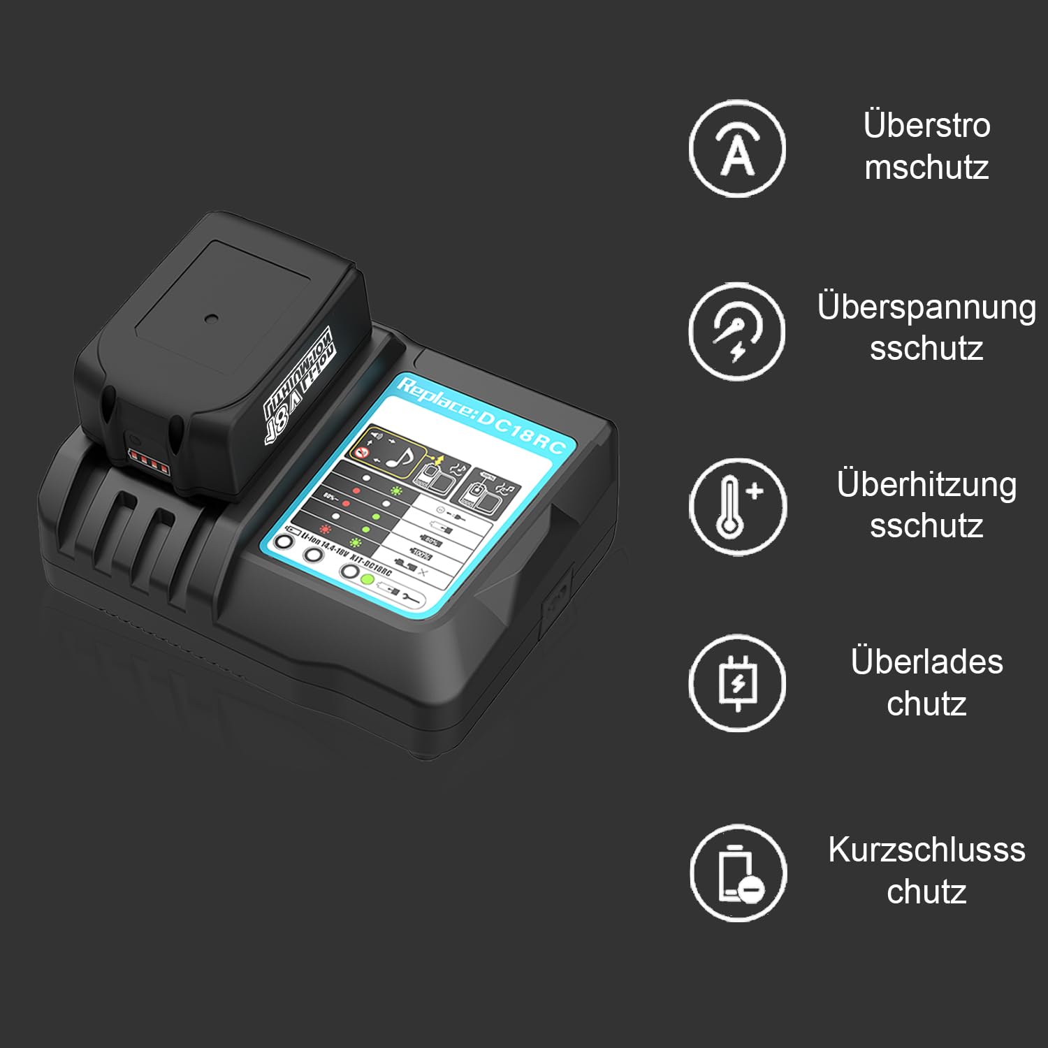 Makita 18V Akku Set - 2x 5.5Ah Ersatzakku Mit Ladegerät Für BL1860 Serie