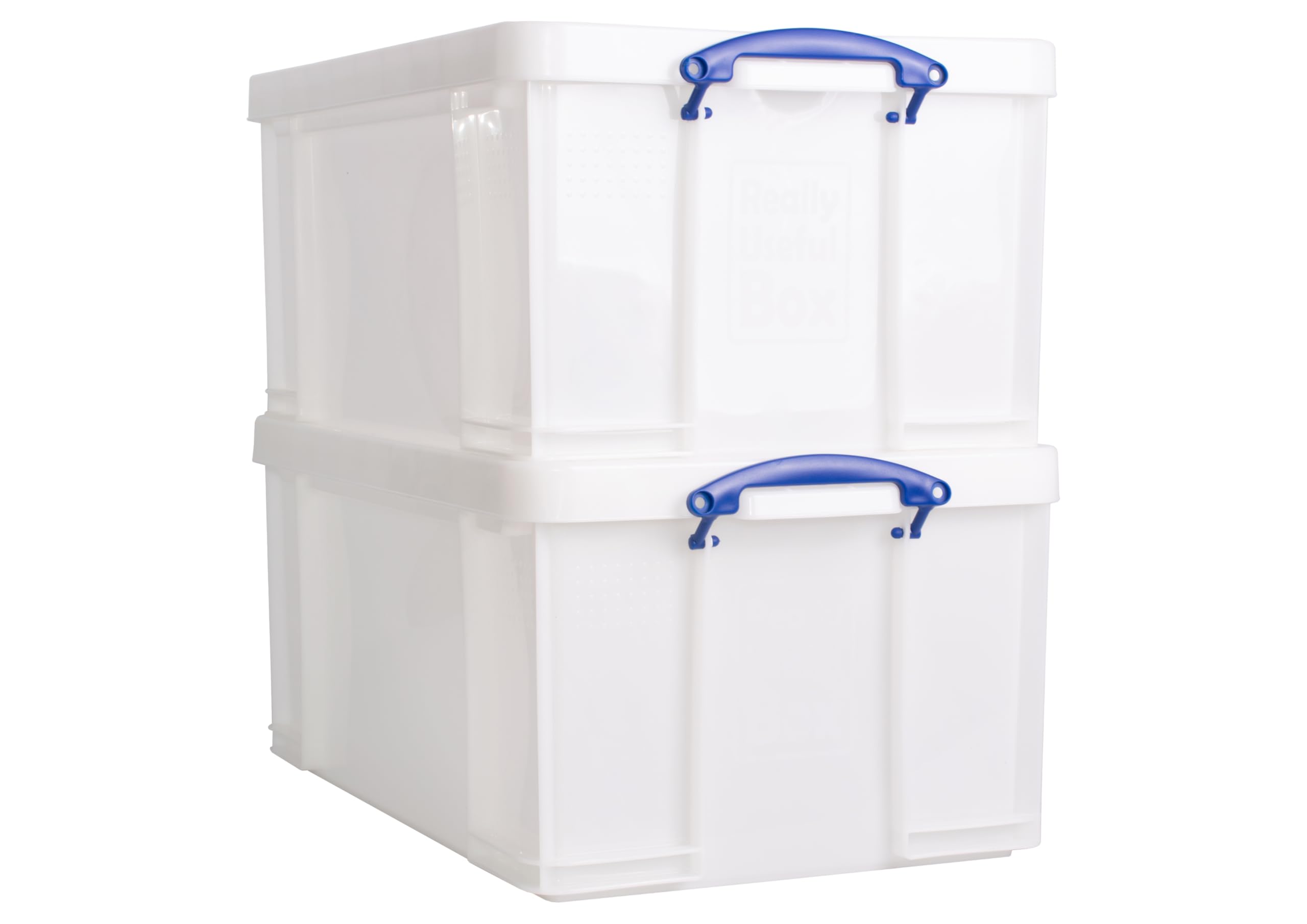Really Useful Box Plastic Storage 64 Litre White Strong Pack of 2