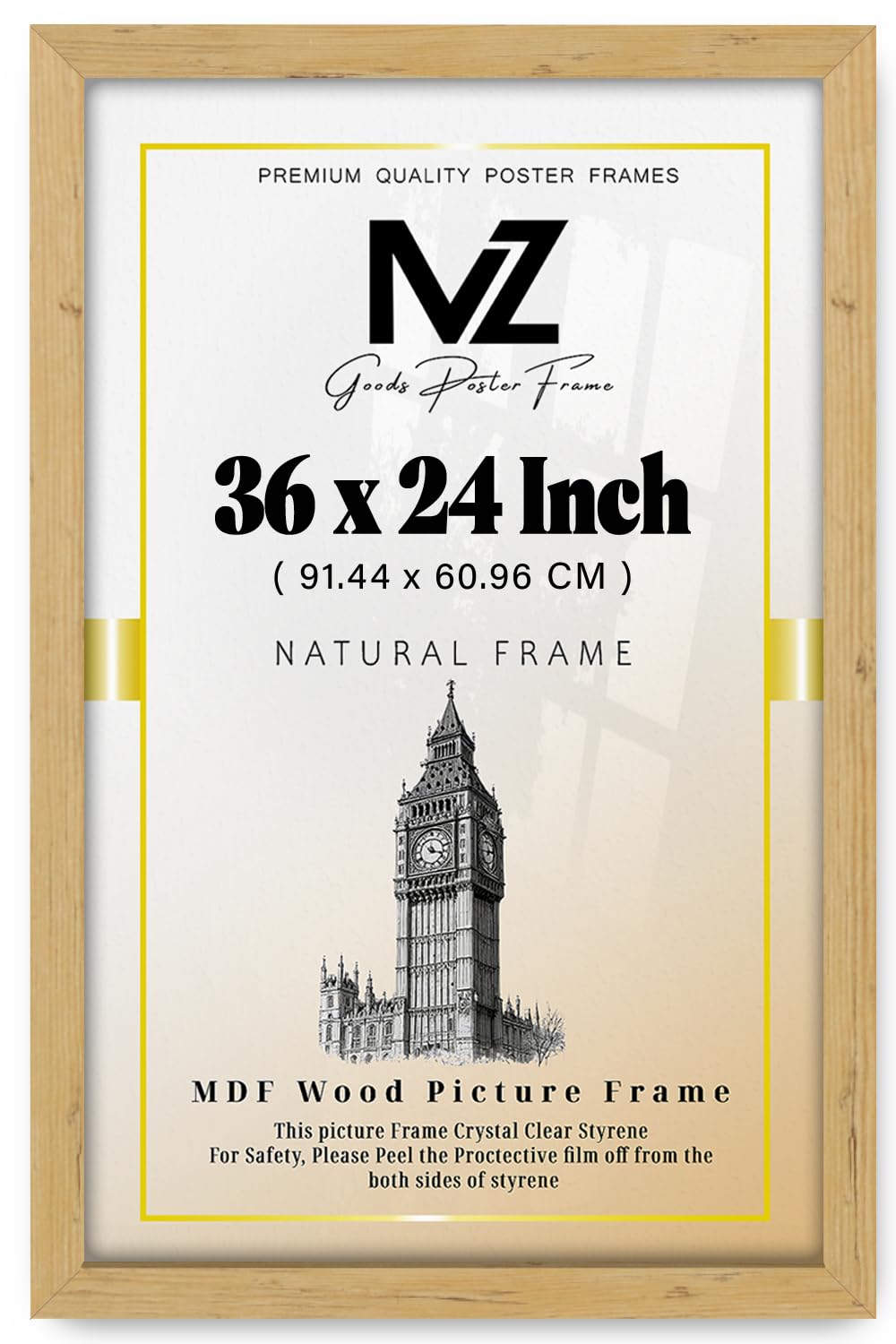 Mz Goods Pine | Mdf Picture Frame (91.44 X 60.96 Cm) 60.96 Cm X 91.44 Cm For Certificates, Vintage Posters & Wall Gallery, Mdf Finish, Easy Wall Mounting Hooks [ ]