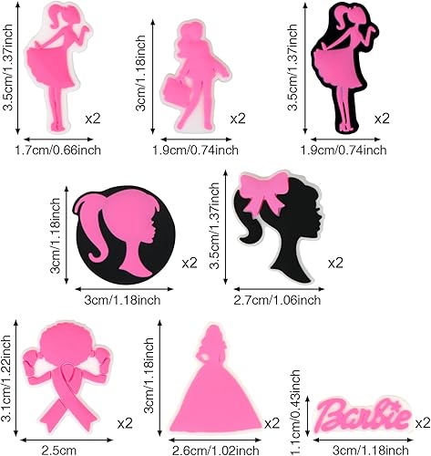 Miniatura 2 de 16 cuentas focales de silicona para bolígrafos, personajes, cuentas focales de silicona con forma de niña rosa para hacer llaveros, cuentas de