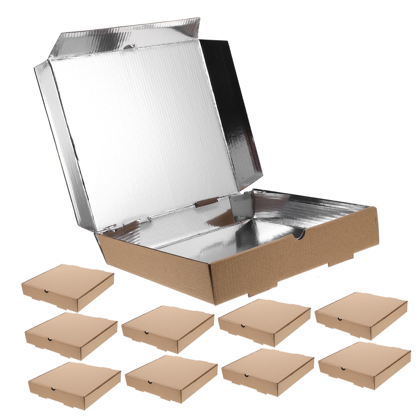 COLLBATH Caja de Pizza Aislamiento de 9 Pulgadas 10 Piezas Aluminio | Formato Cuadrado 24x24x4,5 Cm, para Viaje y Fiestas, Apta para Mini Pies