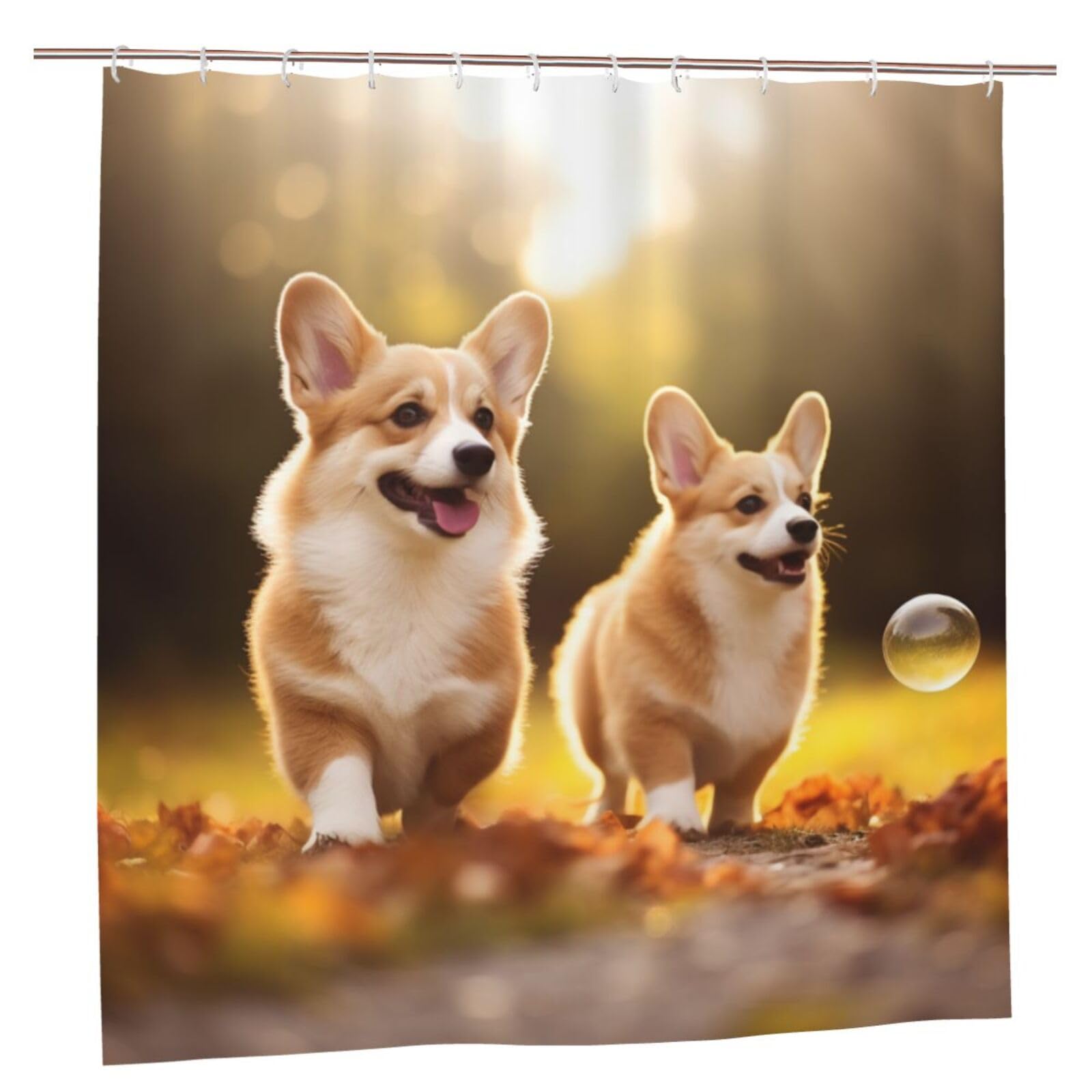 Rideaux de douche durables et imperméables 182 cm motif corgi