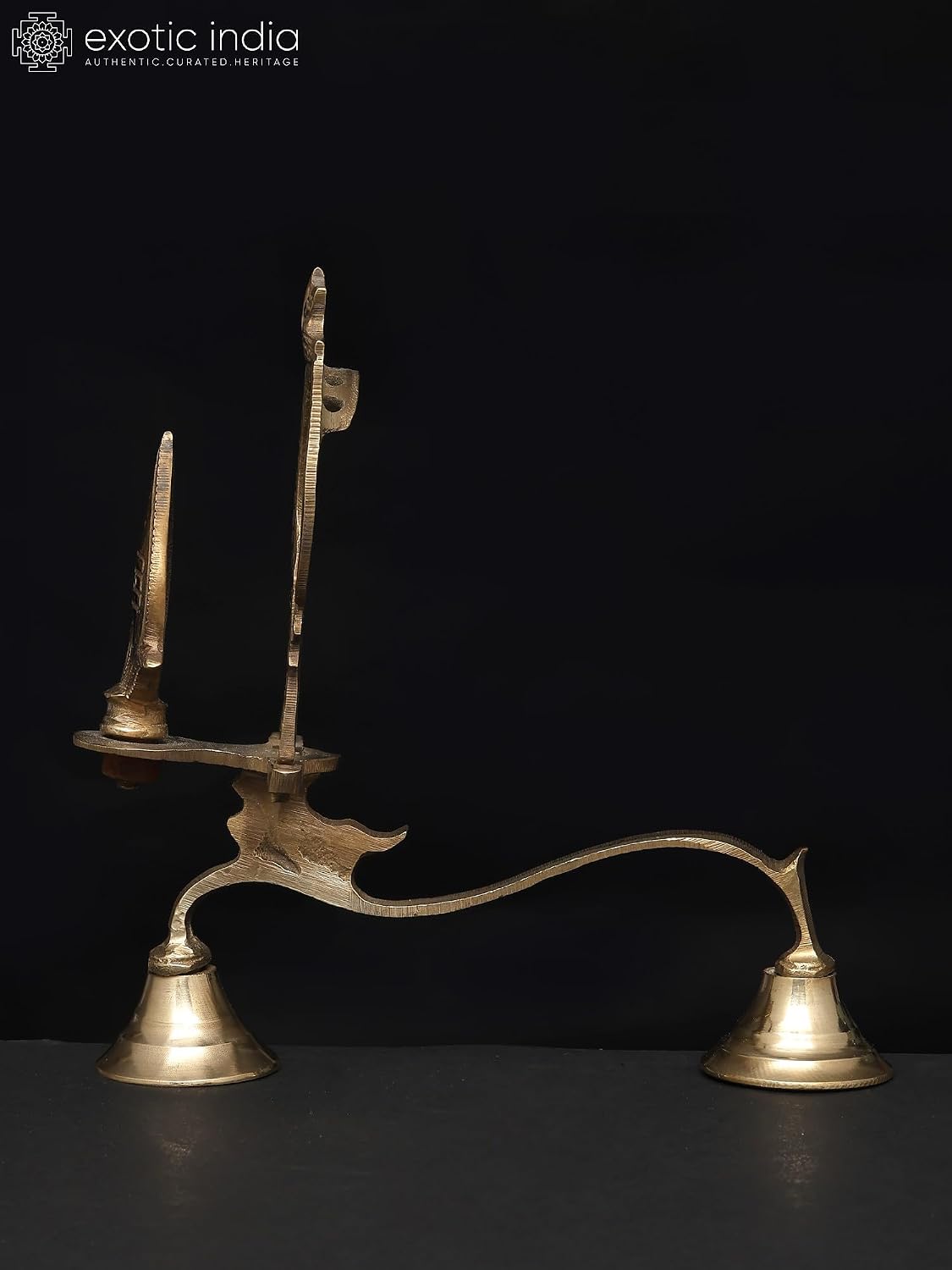Exotic India Brass Shodash Upachara Oil Lamp for Puja Temple, Prayer Room | Elegant Spiritual Vel Style Oil Lamp Home Décor & Festive Rituals