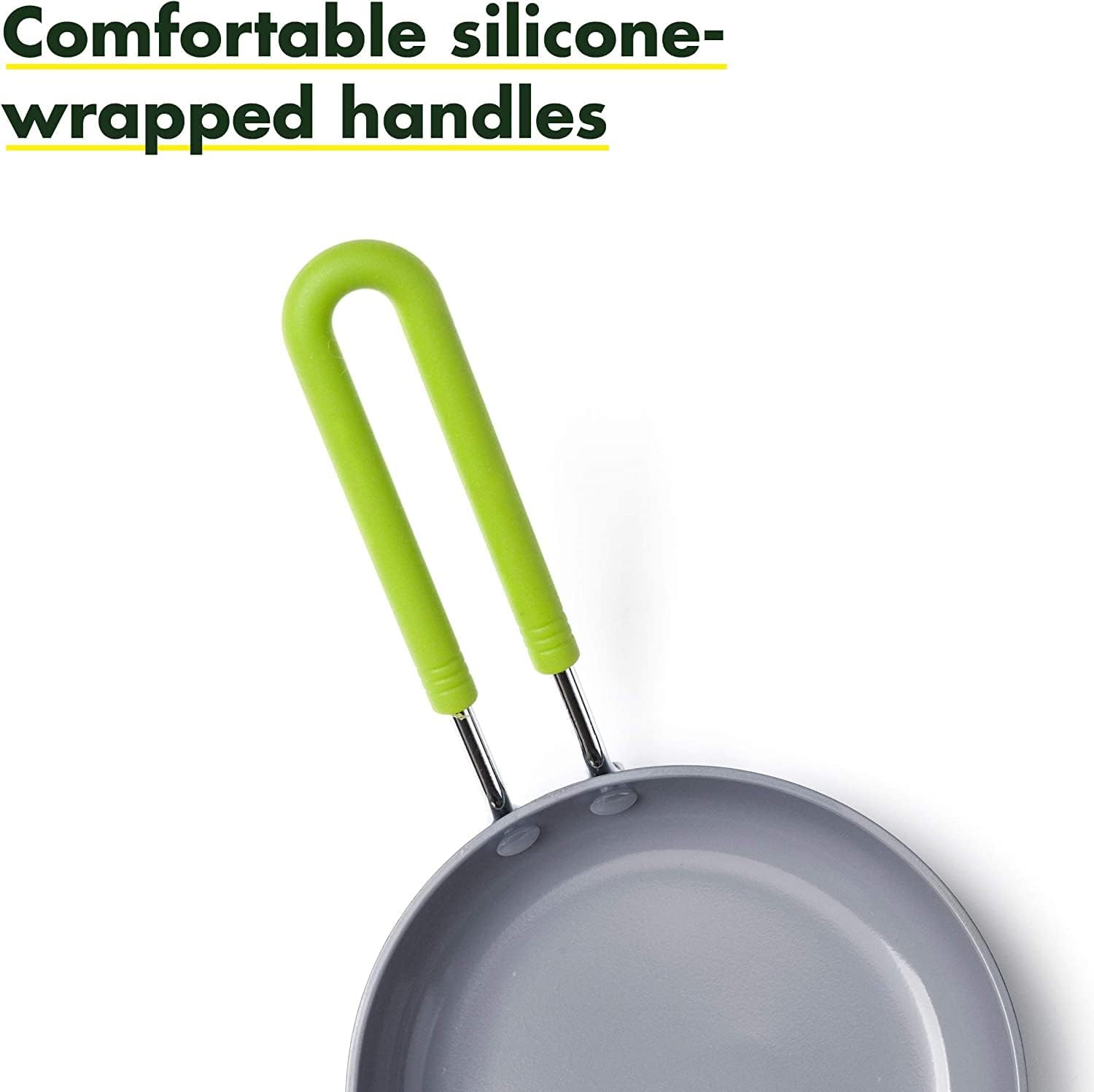 GreenPan Healthy Ceramic 100% ToxinFree Nonstick Metal Utensil/Dishwasher/OvenSafe Round Open Egg Frying Pan with Silicon Sleeve - 12.7 cm - Black/Green