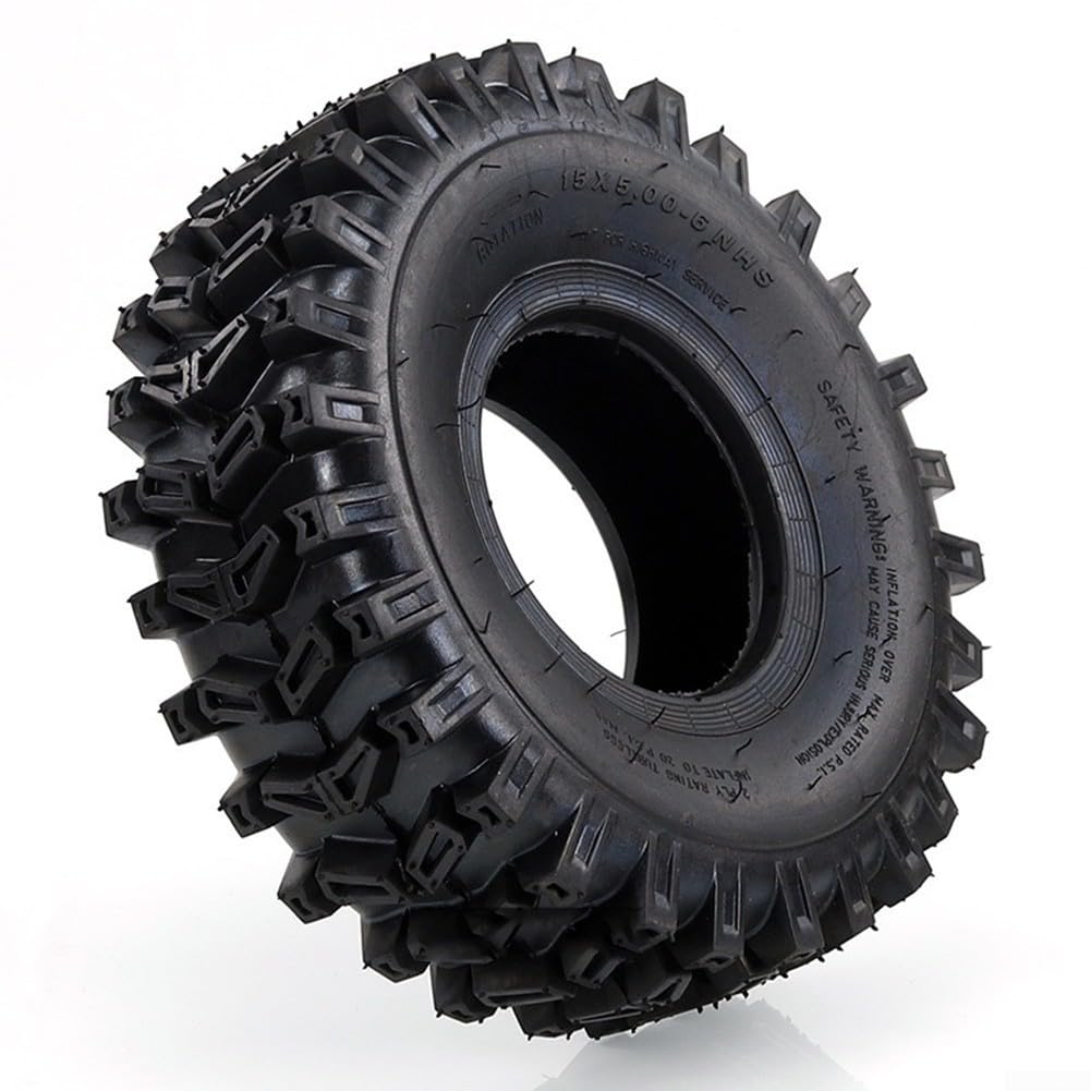 Neumático sin cámara de 15 x 5.00-6 de goma resistente de 4 capas para ATV Go Kart cortacésped tractor de jardín quitanieves grueso resistente al desgaste neumático de vacío todo terreno