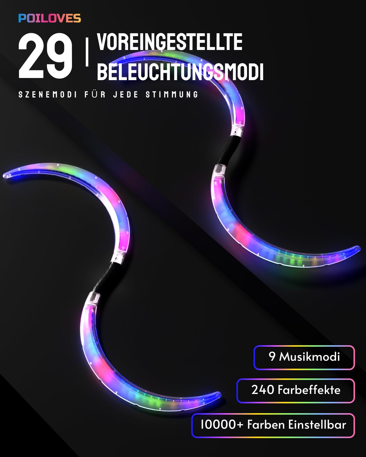 Żonglerskie magiczne laski LED w kształcie